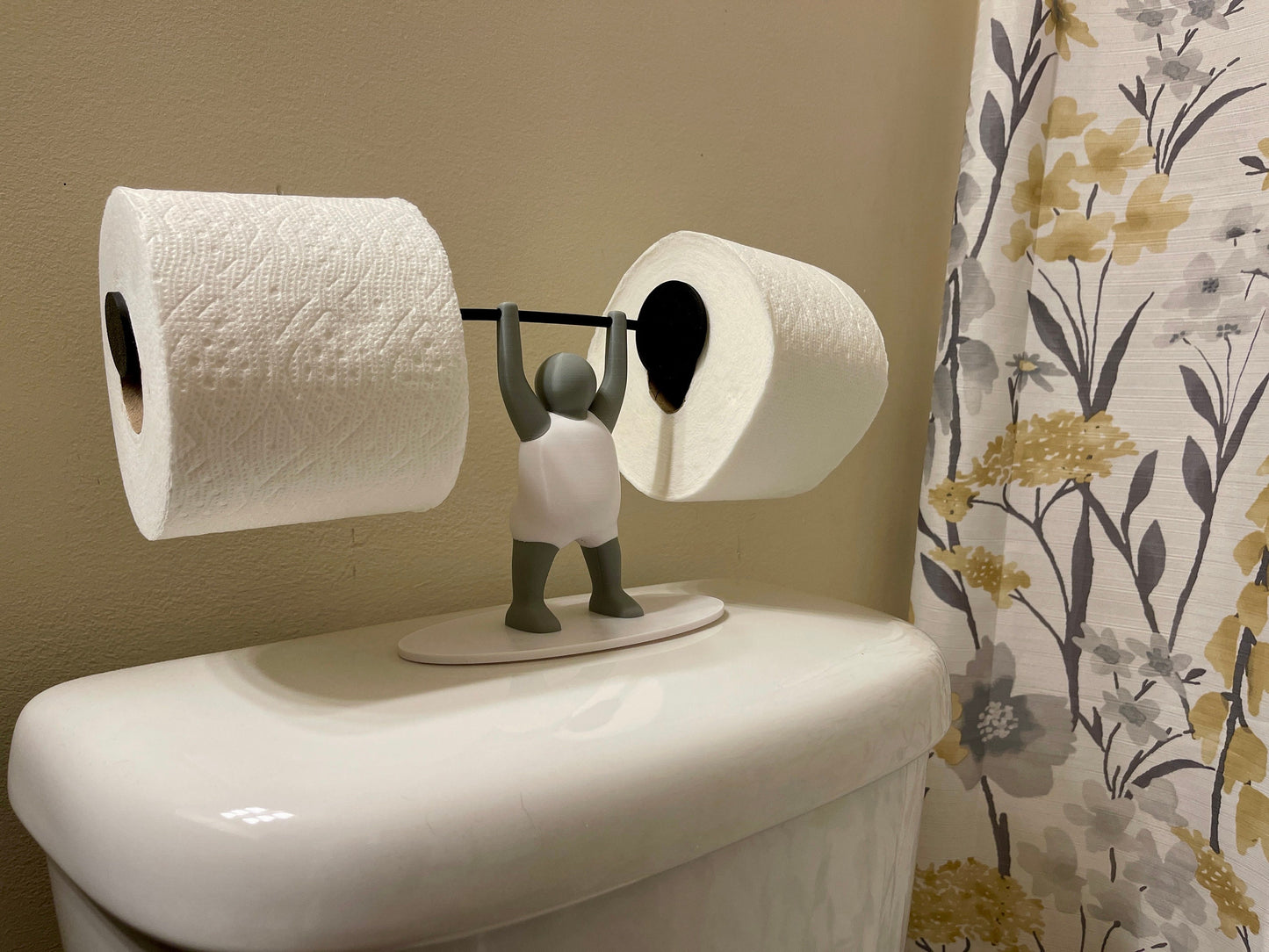Unique 3D Printed Toilet Paper Holder - Weightlifter Design