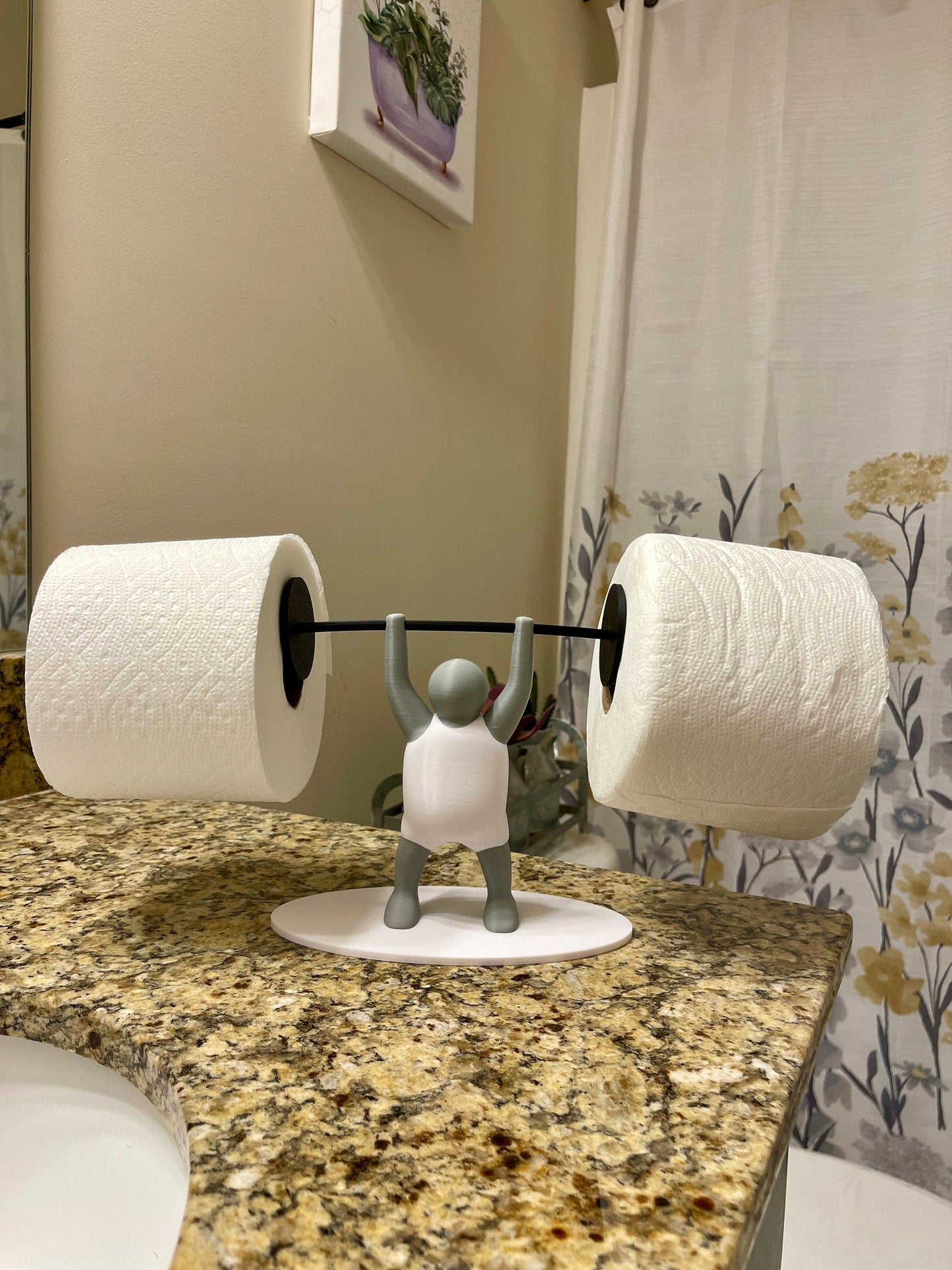 Unique 3D Printed Toilet Paper Holder - Weightlifter Design