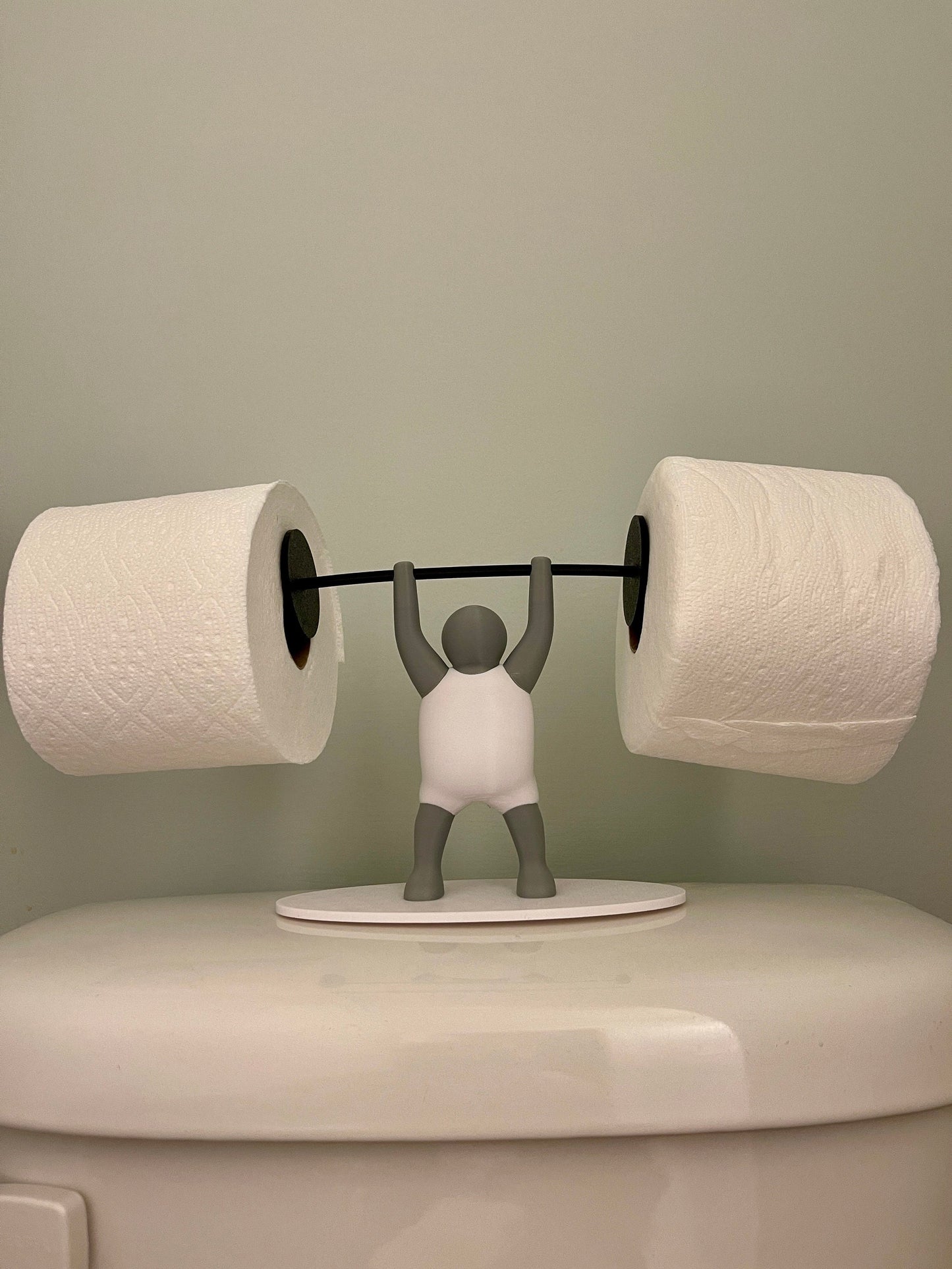 Unique 3D Printed Toilet Paper Holder - Weightlifter Design