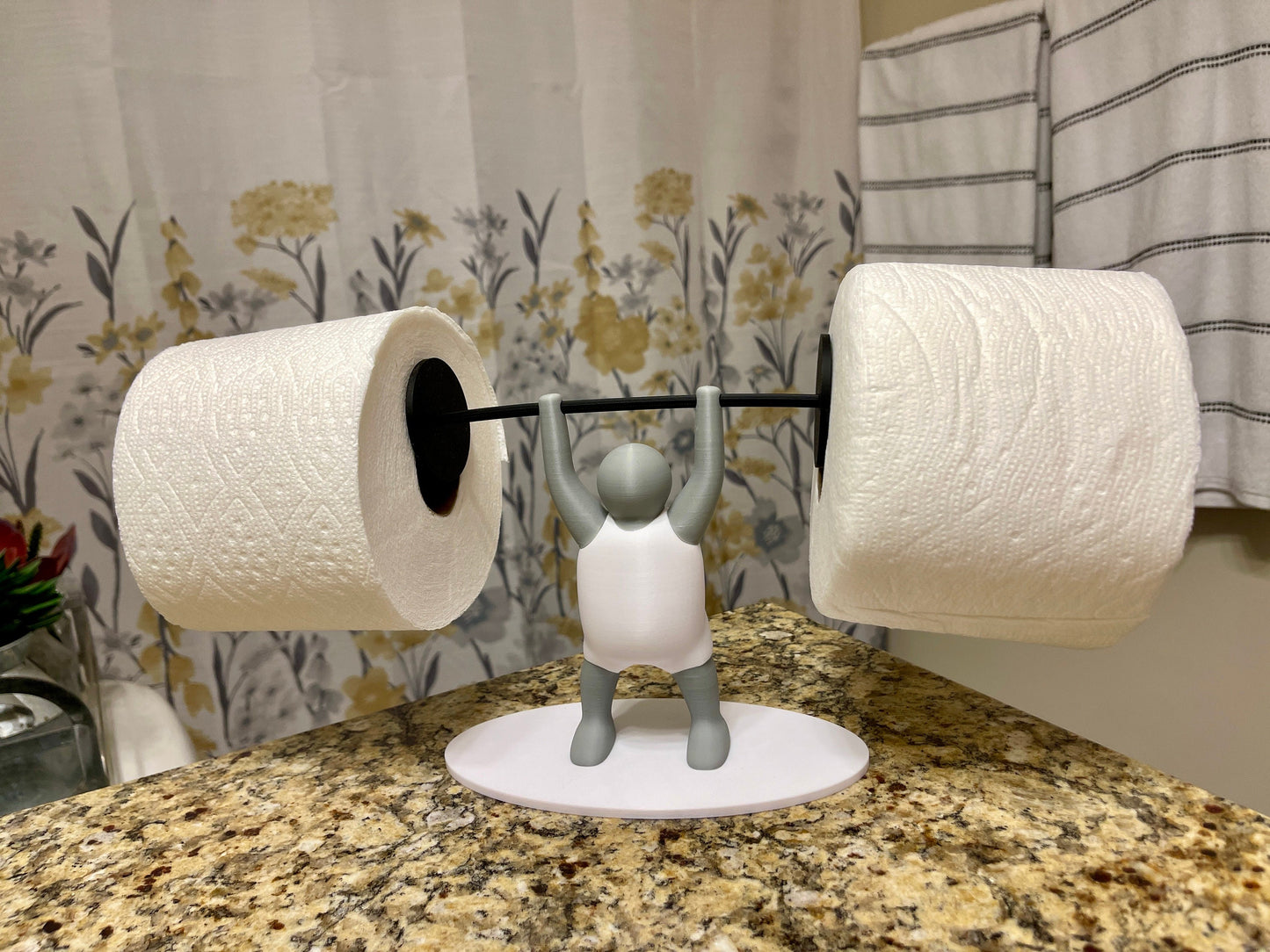 Unique 3D Printed Toilet Paper Holder - Weightlifter Design