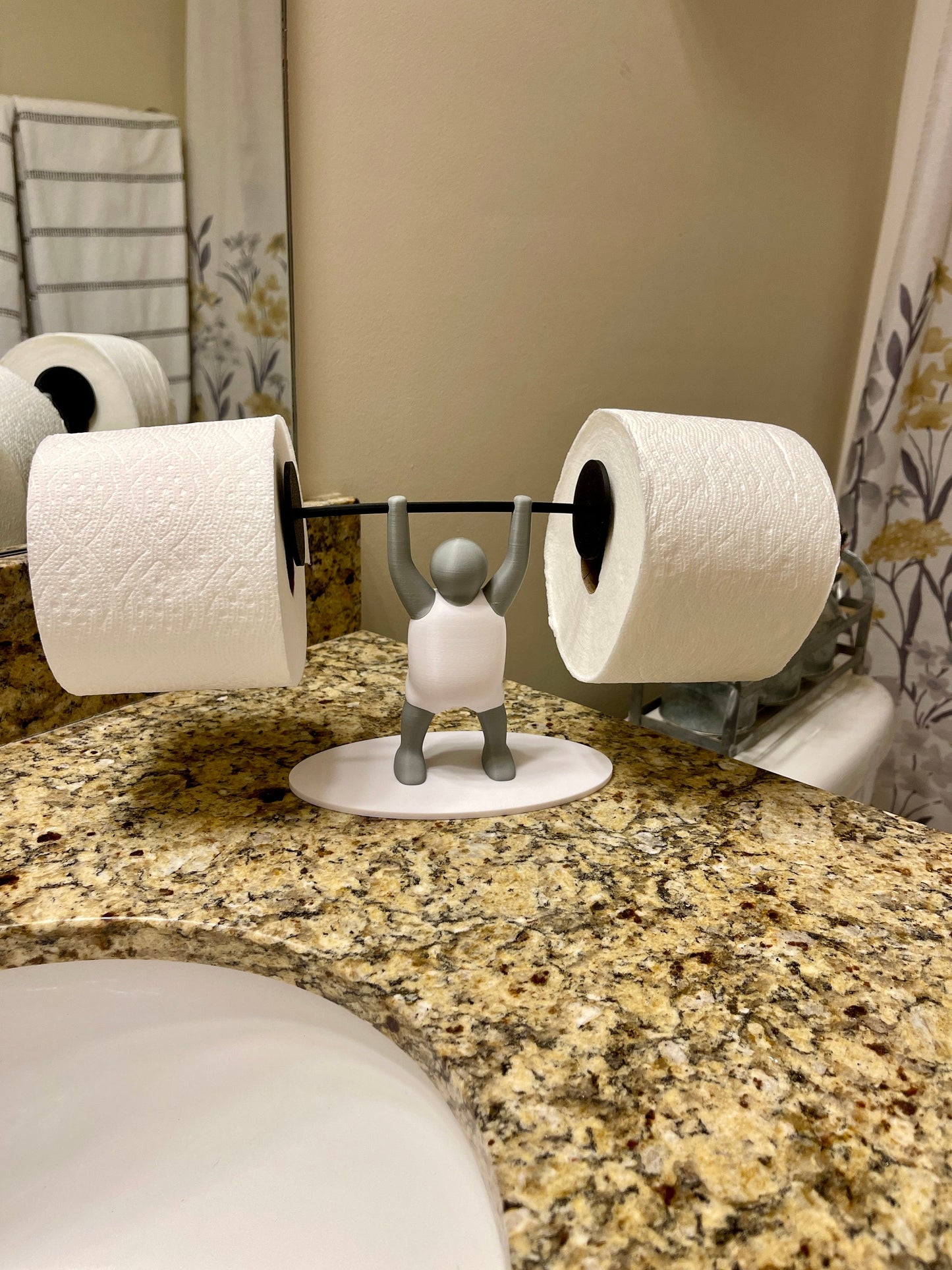 Unique 3D Printed Toilet Paper Holder - Weightlifter Design
