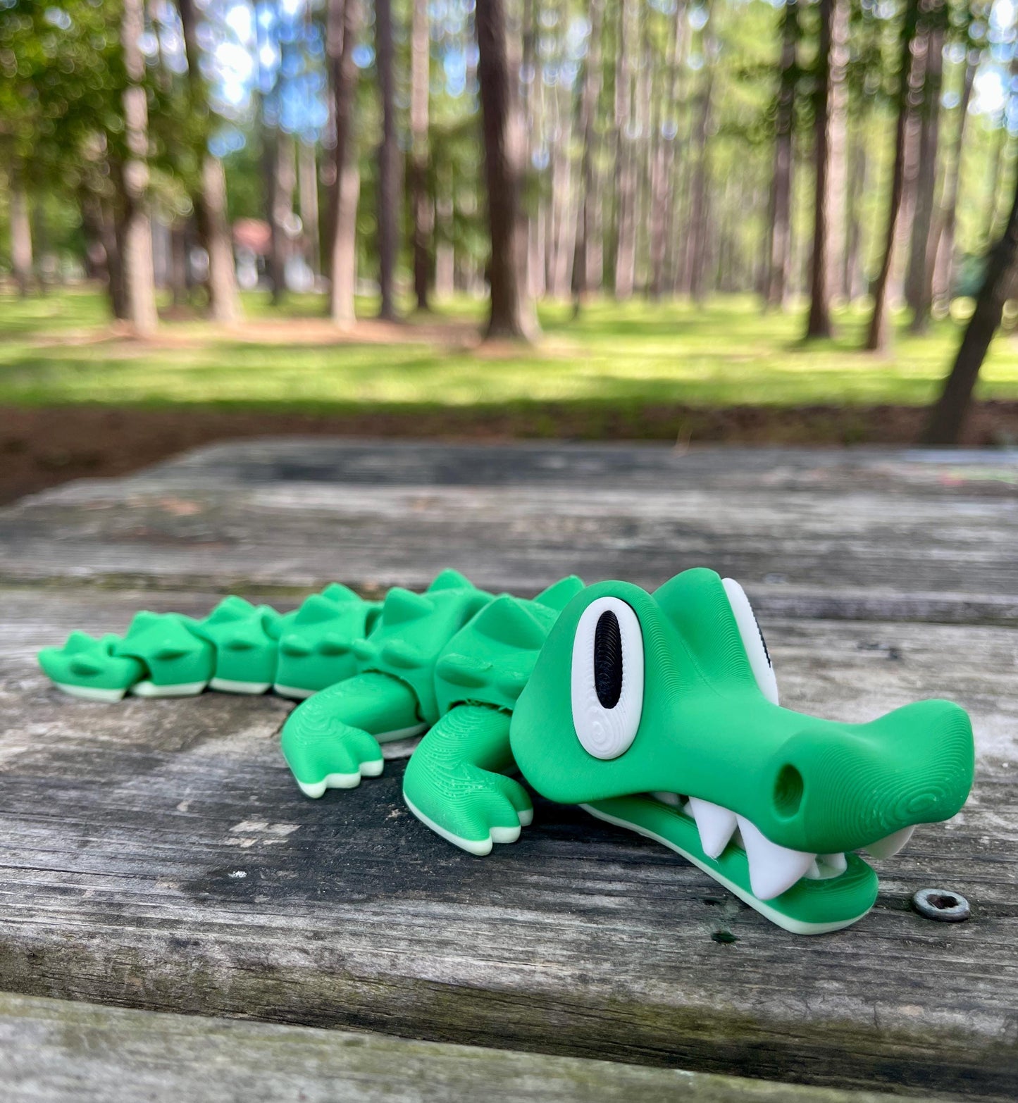 Articulating Crocodile 3D Printed with Movable Mouth & Eye Color Options