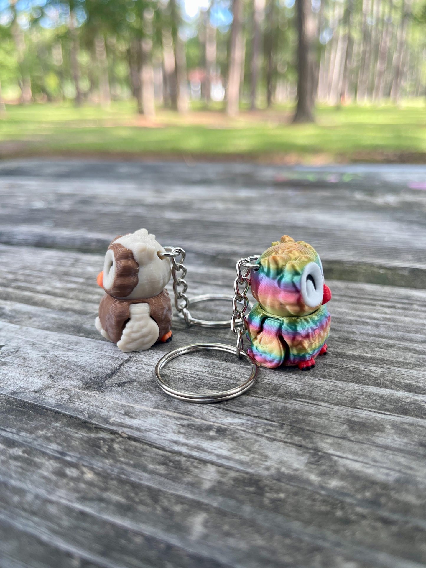 Articulated Tiny Owl Keychain & Toy | Rotating Head | 3D Printed Flex
