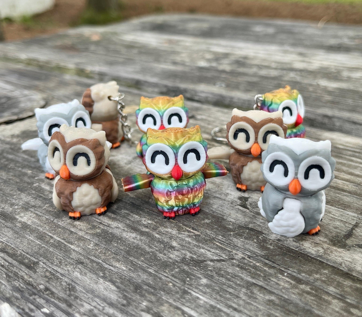 Articulated Tiny Owl Keychain & Toy | Rotating Head | 3D Printed Flex