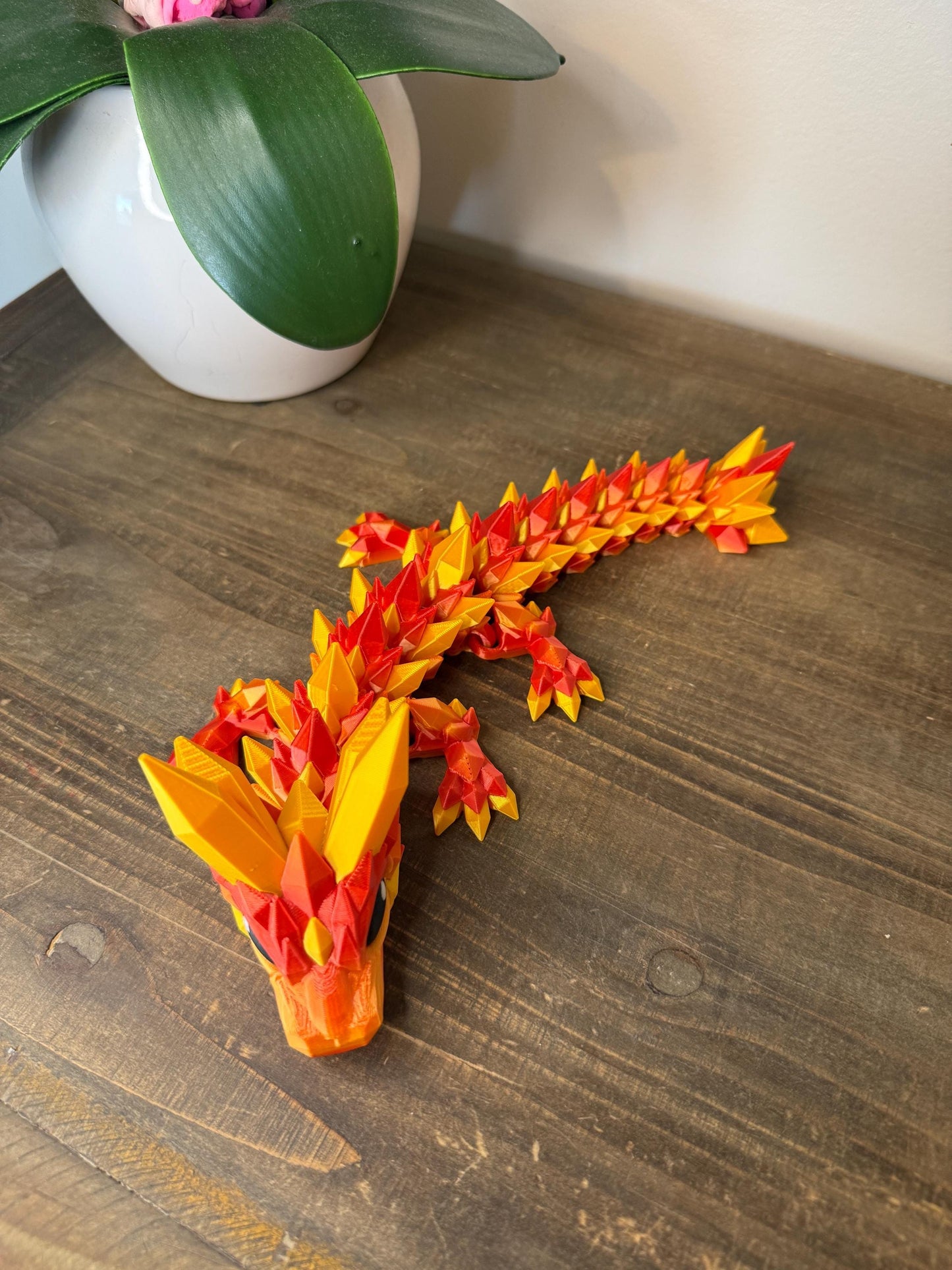 Baby Fire Crystal Dragon | 3D Printed Articulated Dragon Figurine | Desk Pet Fantasy Collectible | Dragon Lover Gift