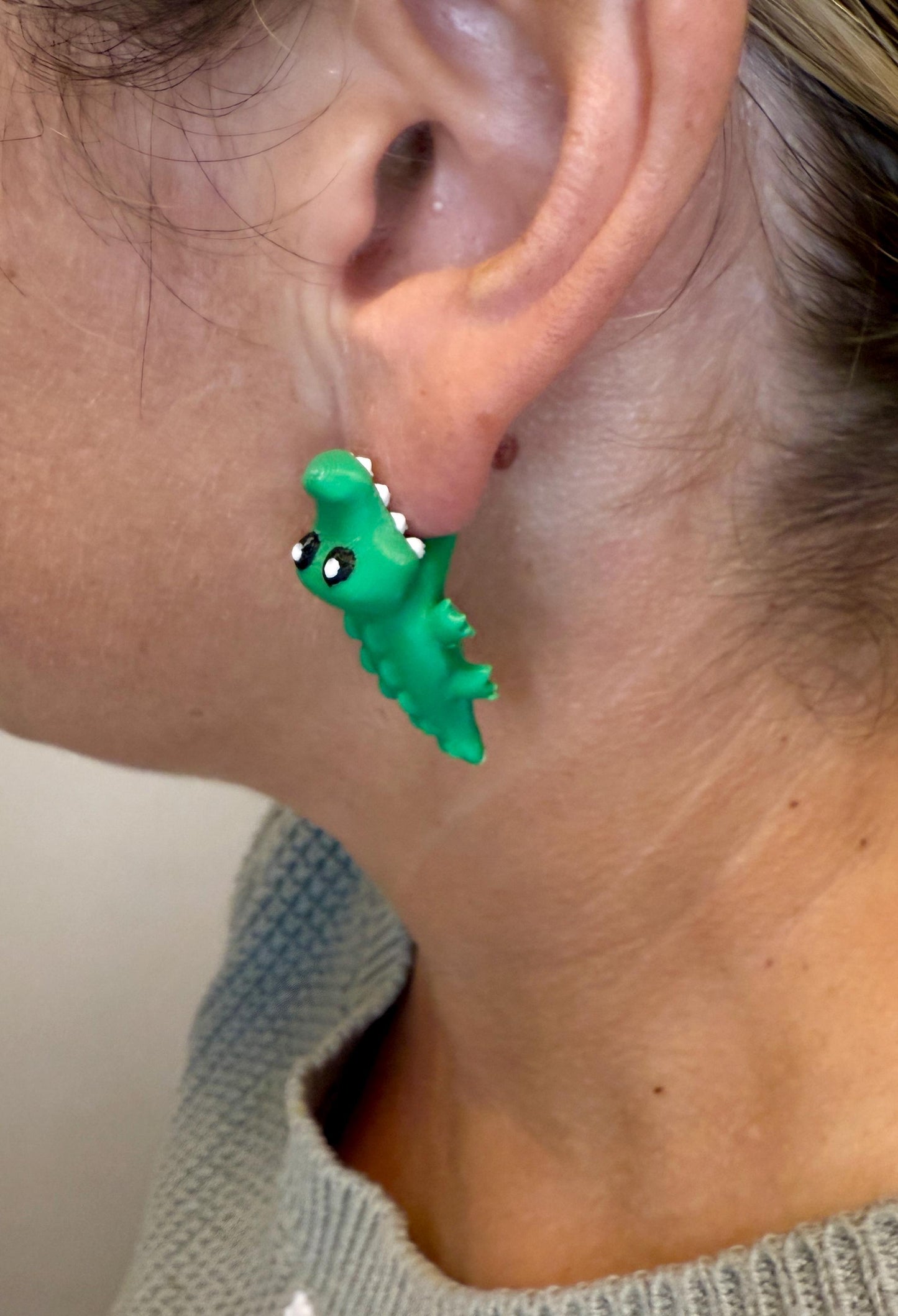 Gator Chomper Earrings | Cute Alligator Dangle Jewelry | Reptile Statement Earrings | Gator Lover Gift | Hypoallergenic 3D Printed