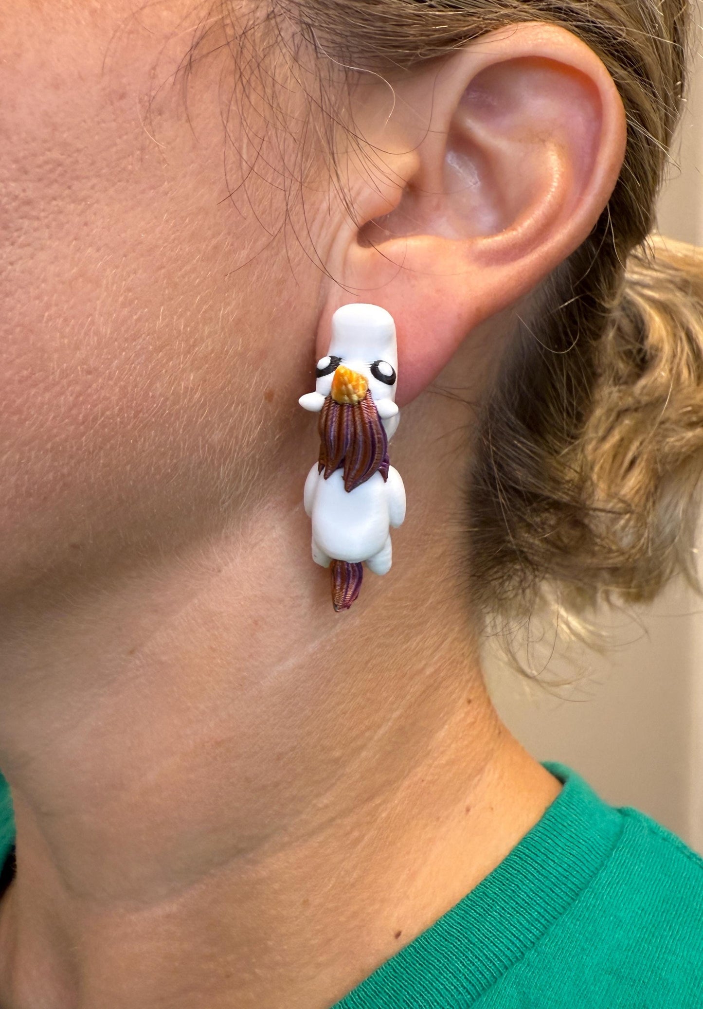 Unicorn Chomper Earrings | Cute Unicorn Dangle Jewelry | Fantasy Statement Earrings | Unicorn Lover Gift | Hypoallergenic 3D Printed