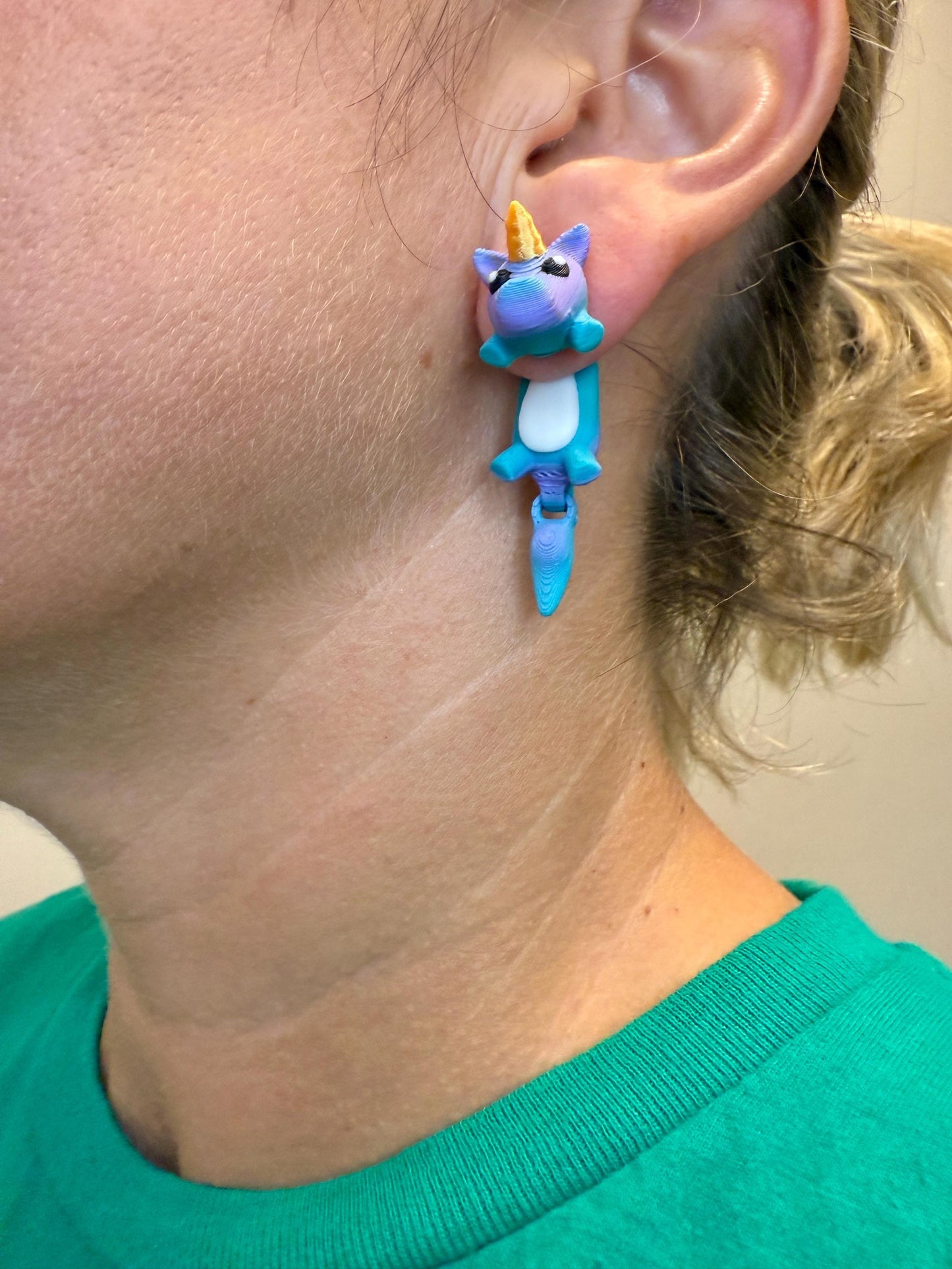 Unicorn Dangle Earrings | Cute Unicorn Dangle Jewelry | Fantasy Statement Earrings | Unicorn Lover Gift | Hypoallergenic 3D Printed