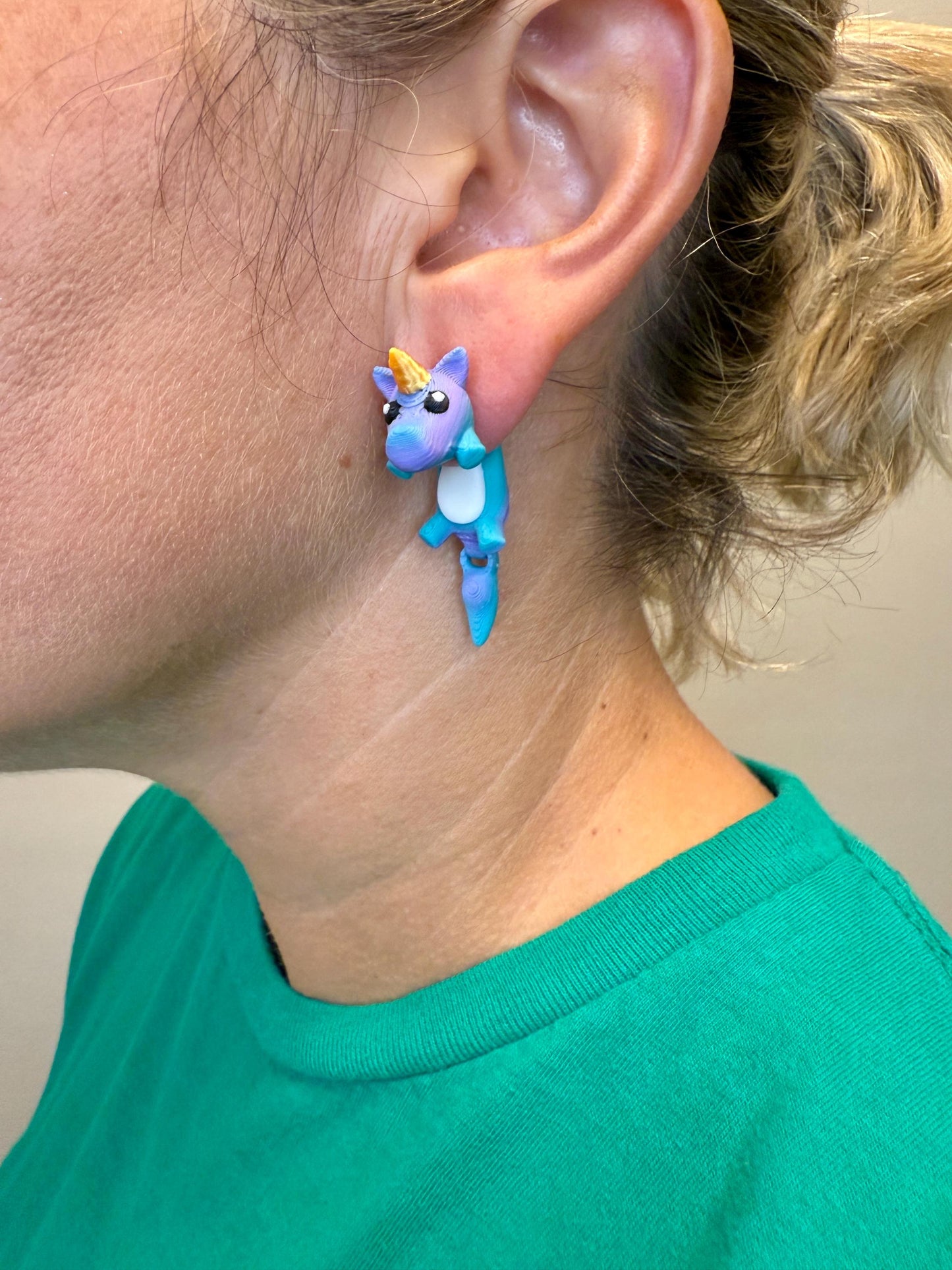 Unicorn Dangle Earrings | Cute Unicorn Dangle Jewelry | Fantasy Statement Earrings | Unicorn Lover Gift | Hypoallergenic 3D Printed