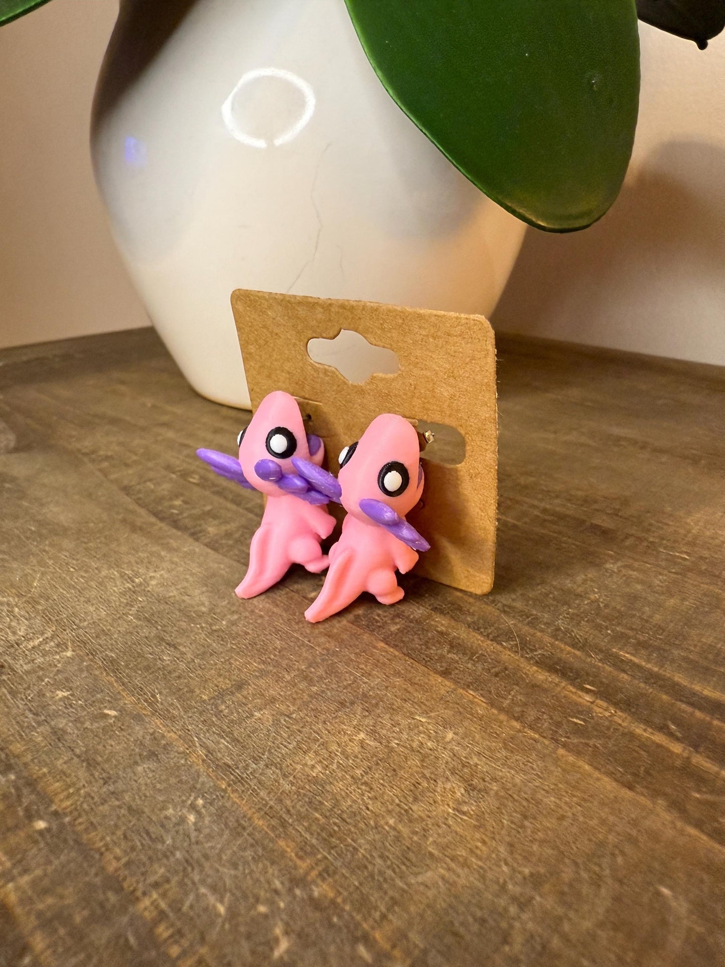 Axolotl Chomper Earrings | Cute Axolotl Dangle Jewelry | Multicolor 3D Printed Earrings | Unique Animal Lover Gift