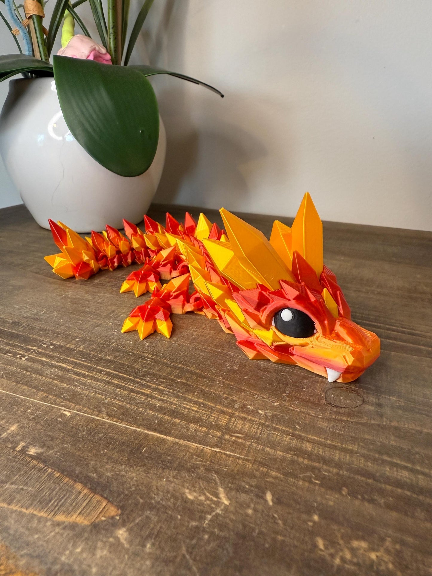 Baby Fire Crystal Dragon | 3D Printed Articulated Dragon Figurine | Desk Pet Fantasy Collectible | Dragon Lover Gift