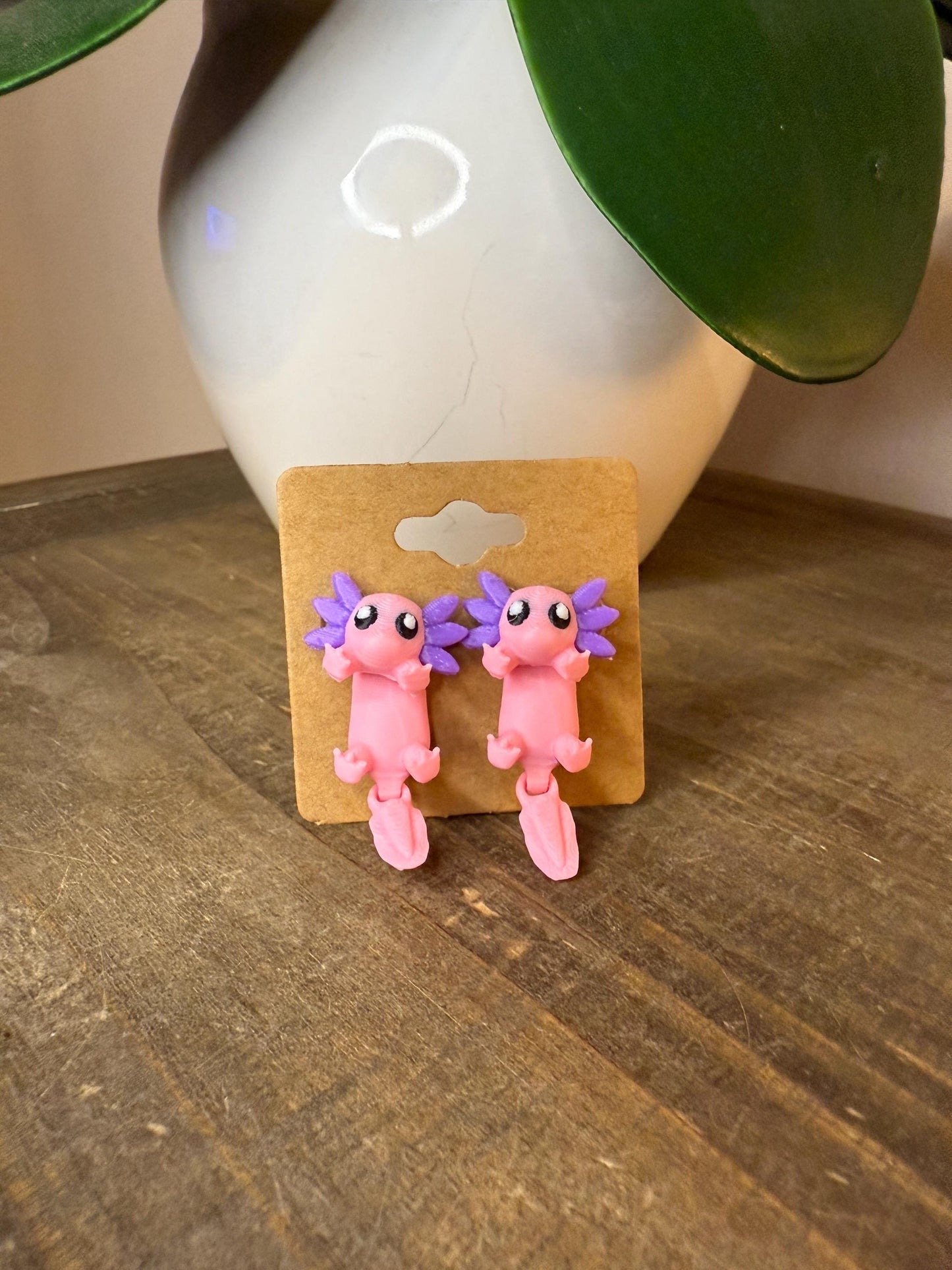Axolotl Dangle Jumper Earrings | Articulated Axolotl Dangle Jewelry | Multicolor 3D Printed Earrings | Unique Animal Lover Gift