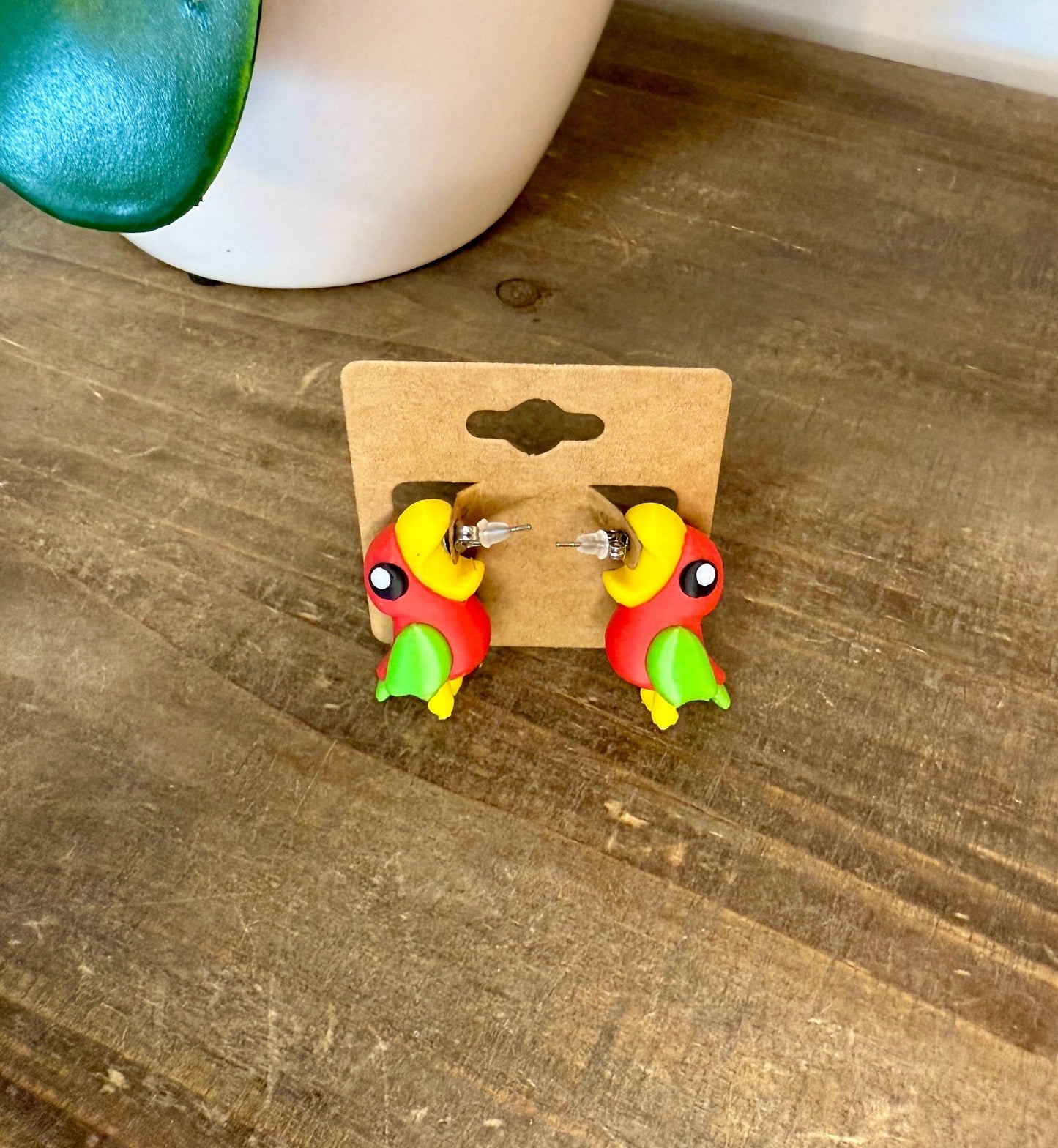 Parrot Chomper Earrings | Tropical Bird Earrings | Colorful Animal Jewelry | 3D Printed Exotic Bird Earrings | Vacation Statement Gift