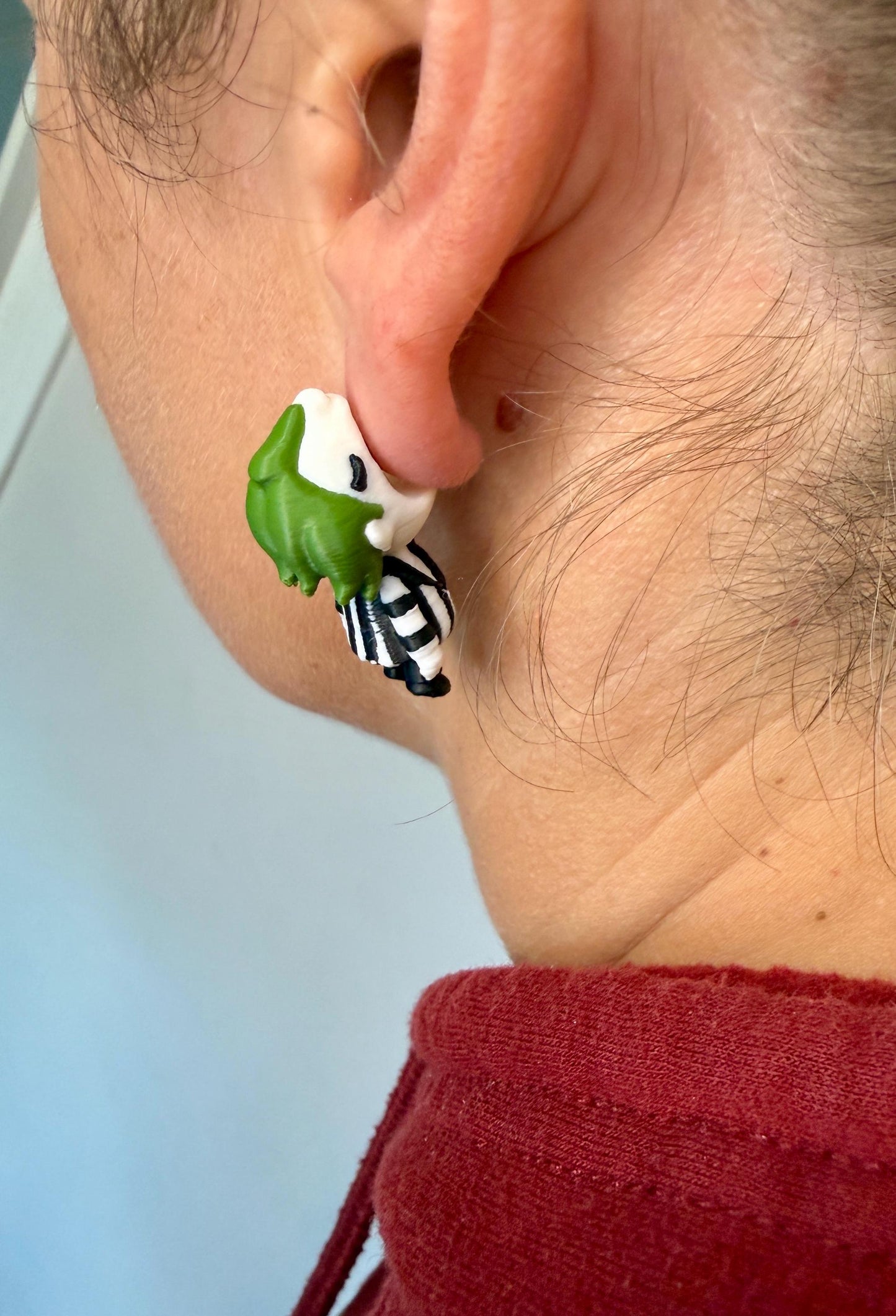 Beetlejuice Earrings | 3D Printed Halloween Jewelry | Funny Striped Chomper Earrings | Spooky Movie Earrings | Gothic Gift