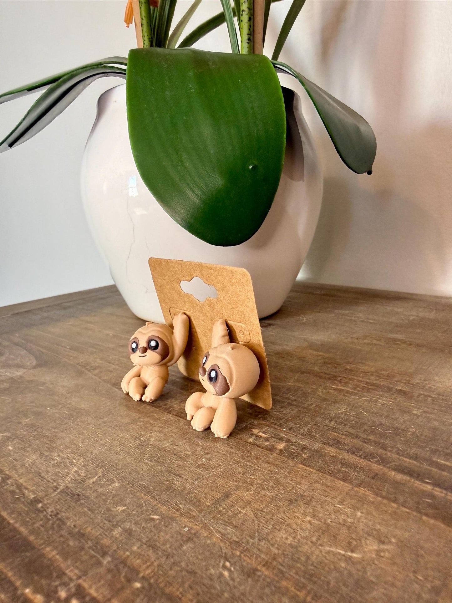 Sloth Hanging Earrings | 3D Printed Animal Jewelry | Cute Sloth Earrings | Funny Hanging Earrings | Quirky Wildlife Gift