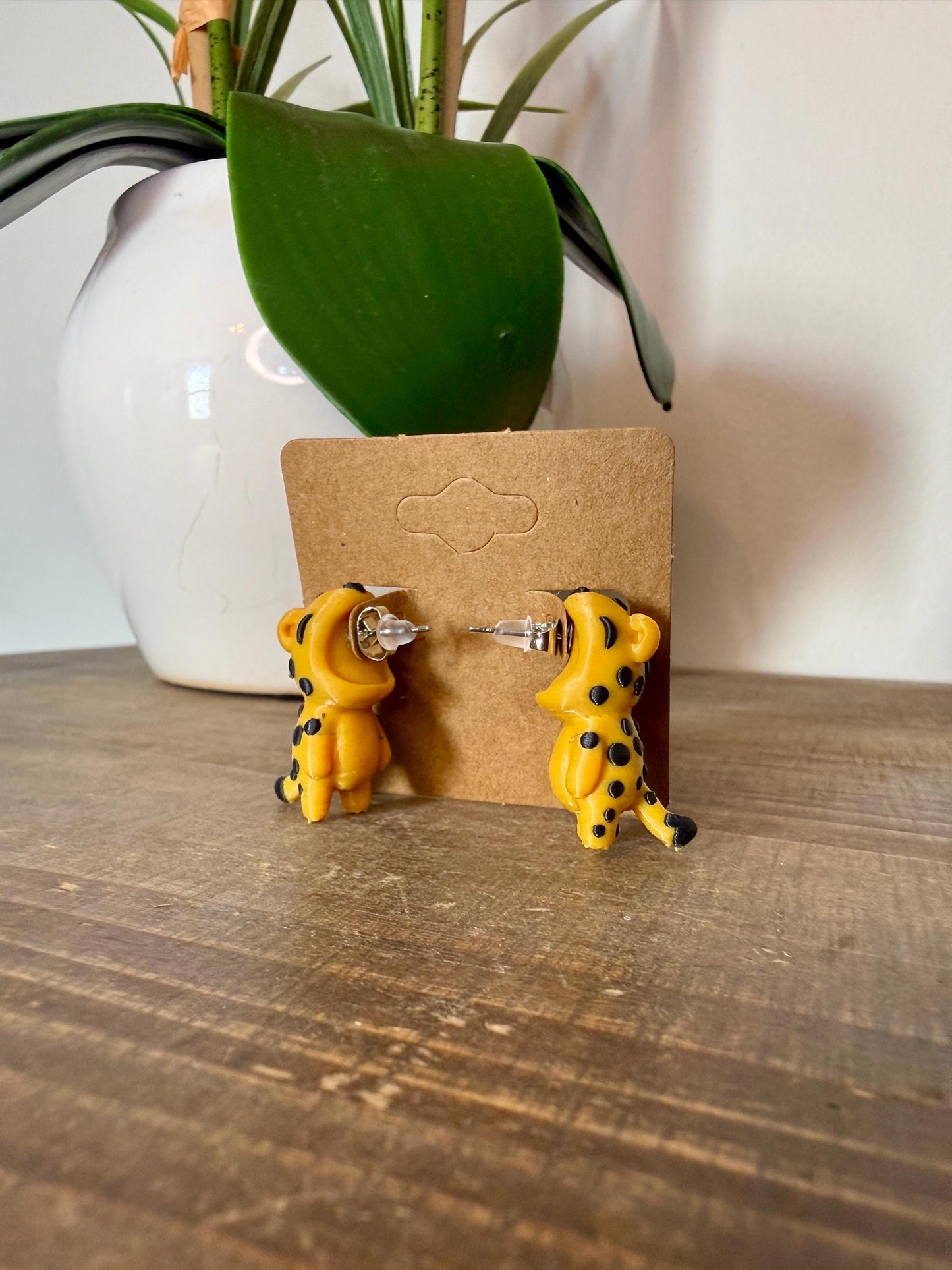 Leopard Chomper Earrings | 3D Printed Animal Jewelry | Cheetah Earrings | Wild Animal Earrings | Safari Statement Gift