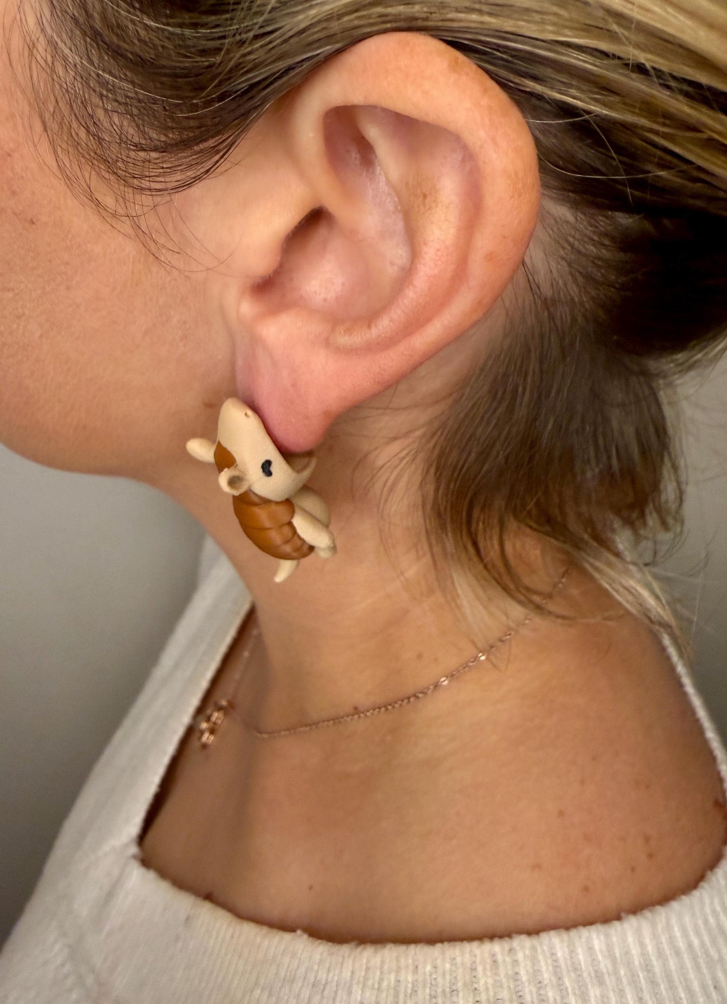 Armadillo Chomper Earrings | 3D Printed Southwest Animal Jewelry | Cute Armadillo Earrings | Funny Statement Earrings | Quirky Gift