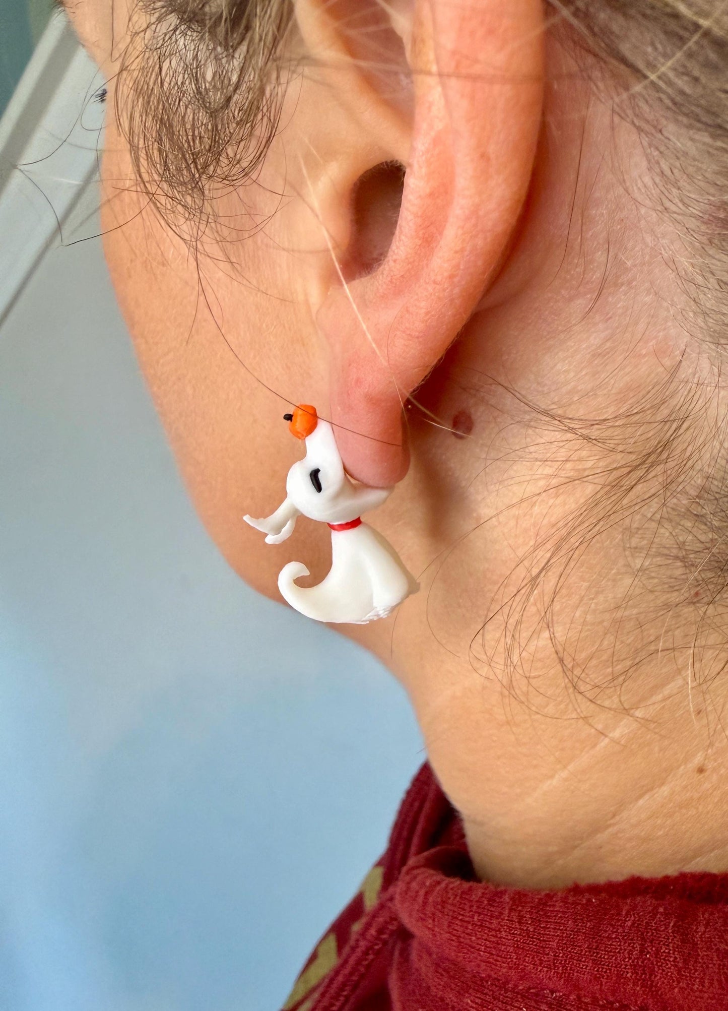 Zero Ghost Dog Earrings | 3D Printed Halloween Jewelry | Cute Ghost Earrings | Spooky Chomper Earrings | Nightmare Style Gift