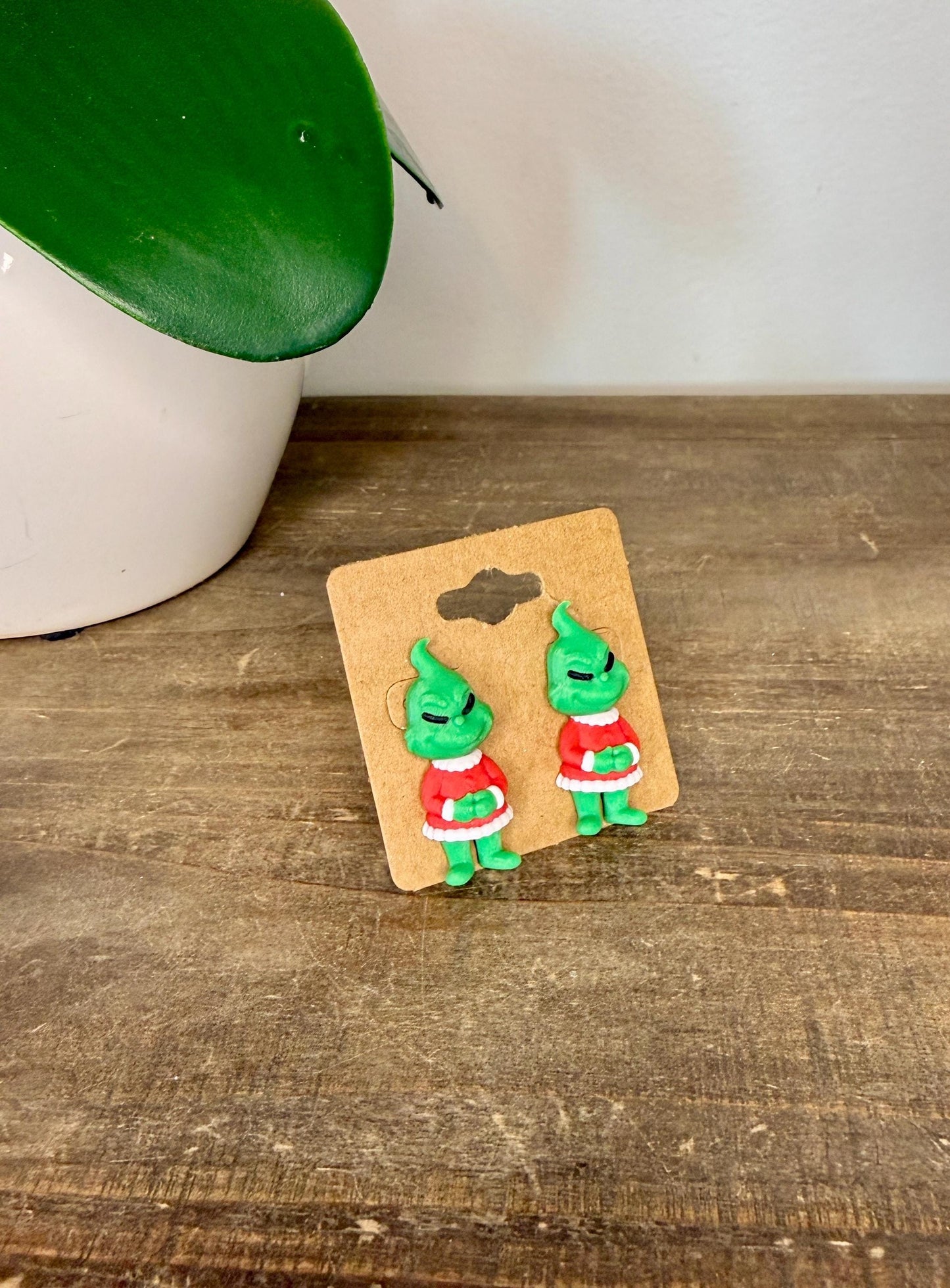 Grinch Christmas Character Earrings | Funny Holiday Earrings | Christmas Jewelry | Cute Green Dangle Earrings | Christmas Gift