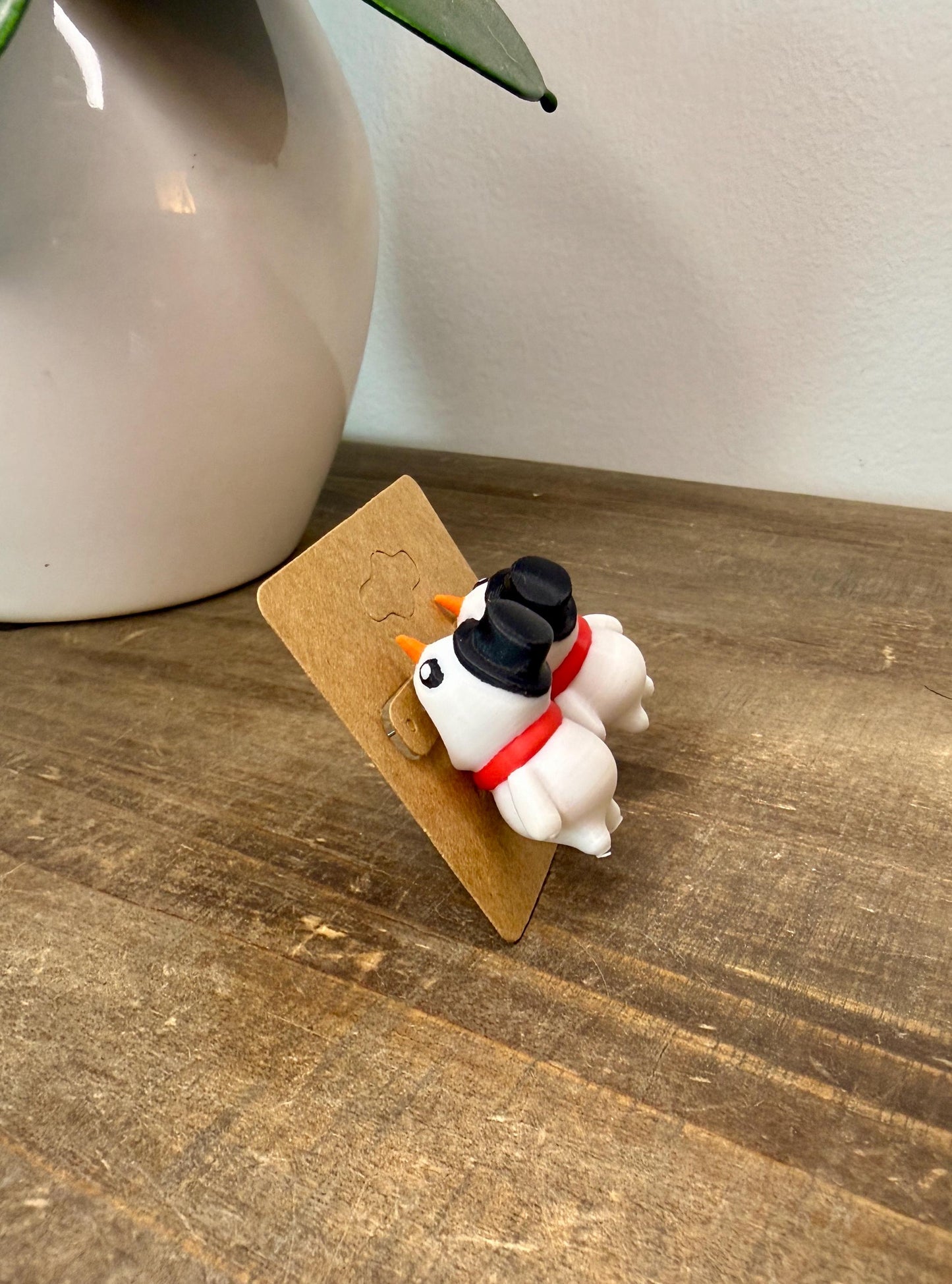 Snowman Chomper Earrings | Funny Christmas Earrings | Winter Jewelry | Holiday Studs | Cute Snowman Gift