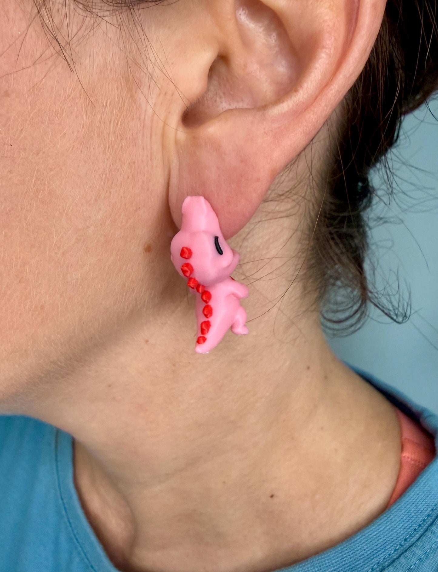 Heart Dragon Chomper Earrings | Pink Dragon Dangle Earrings | Cute Fantasy Animal Jewelry | 3D Printed Valentine Gift | Kawaii Accessory