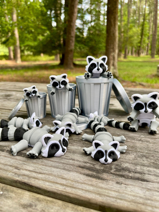 Articulated Raccoon, Trash Panda, Dumpster Diver| 3D Printed Flexi | Fidget Toy | ADHD Toy | McGybeer Authorized | Sensory | Lrg, Med, Small