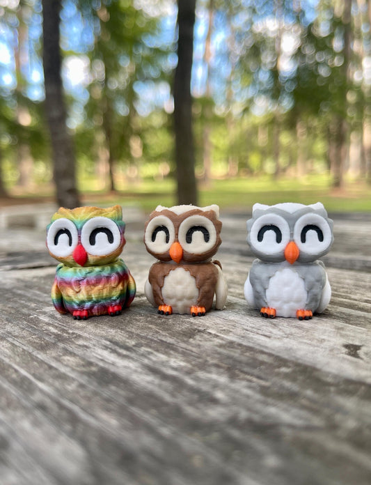 Articulated Tiny Owl Keychain & Toy | Rotating Head | 3D Printed Flex