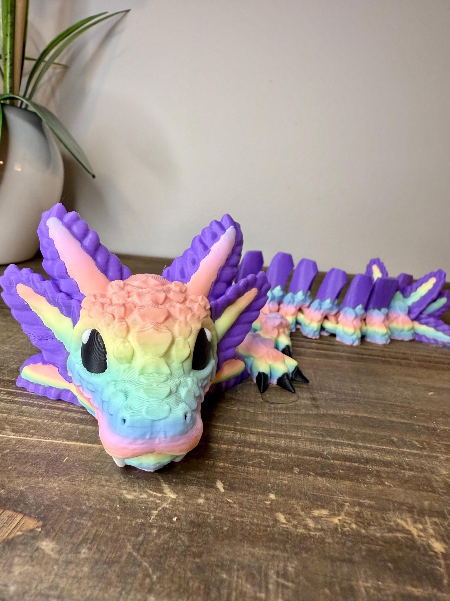 Axolotl Dragon 12in Articulated – Multicolored Flexible Fantasy Creature, Fidget Desk Toy, Unique Gift for Axolotl & Dragon Lovers