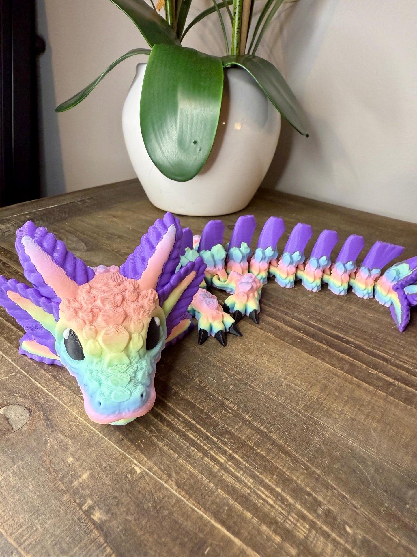 Axolotl Dragon 12in Articulated – Multicolored Flexible Fantasy Creature, Fidget Desk Toy, Unique Gift for Axolotl & Dragon Lovers