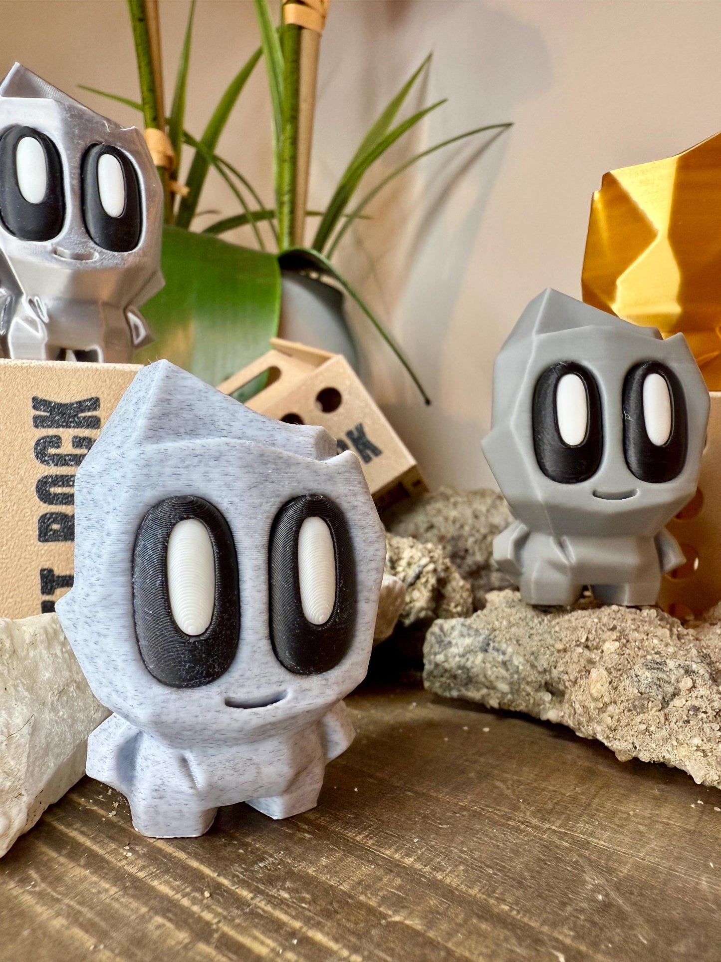 Original Blob Pet Rock with Funny Little Butt & Durable Folding Box | 3D Printed