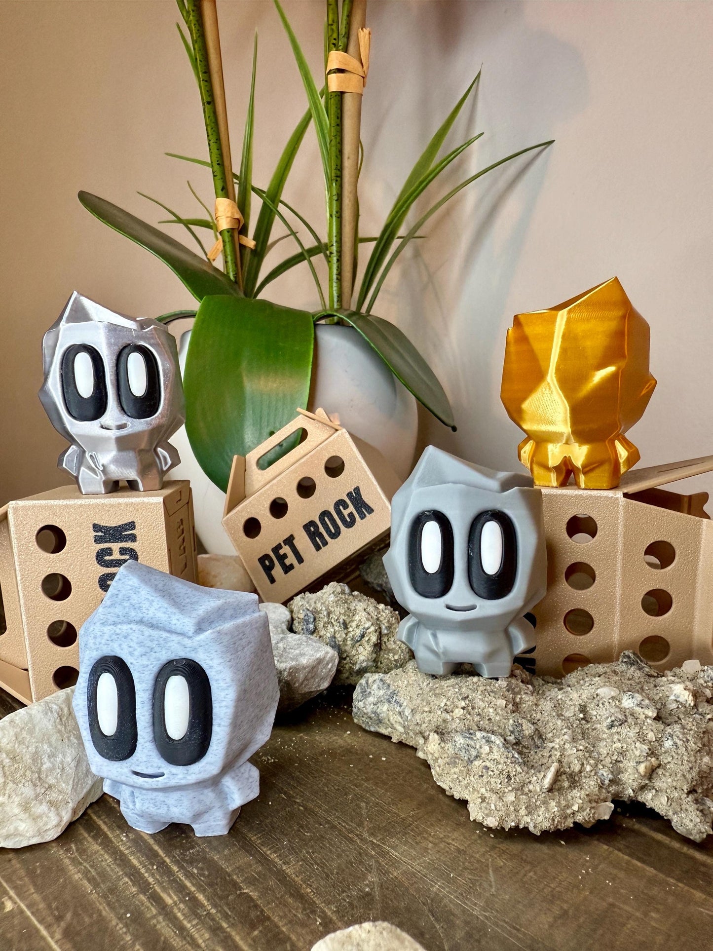 Original Blob Pet Rock with Funny Little Butt & Durable Folding Box | 3D Printed