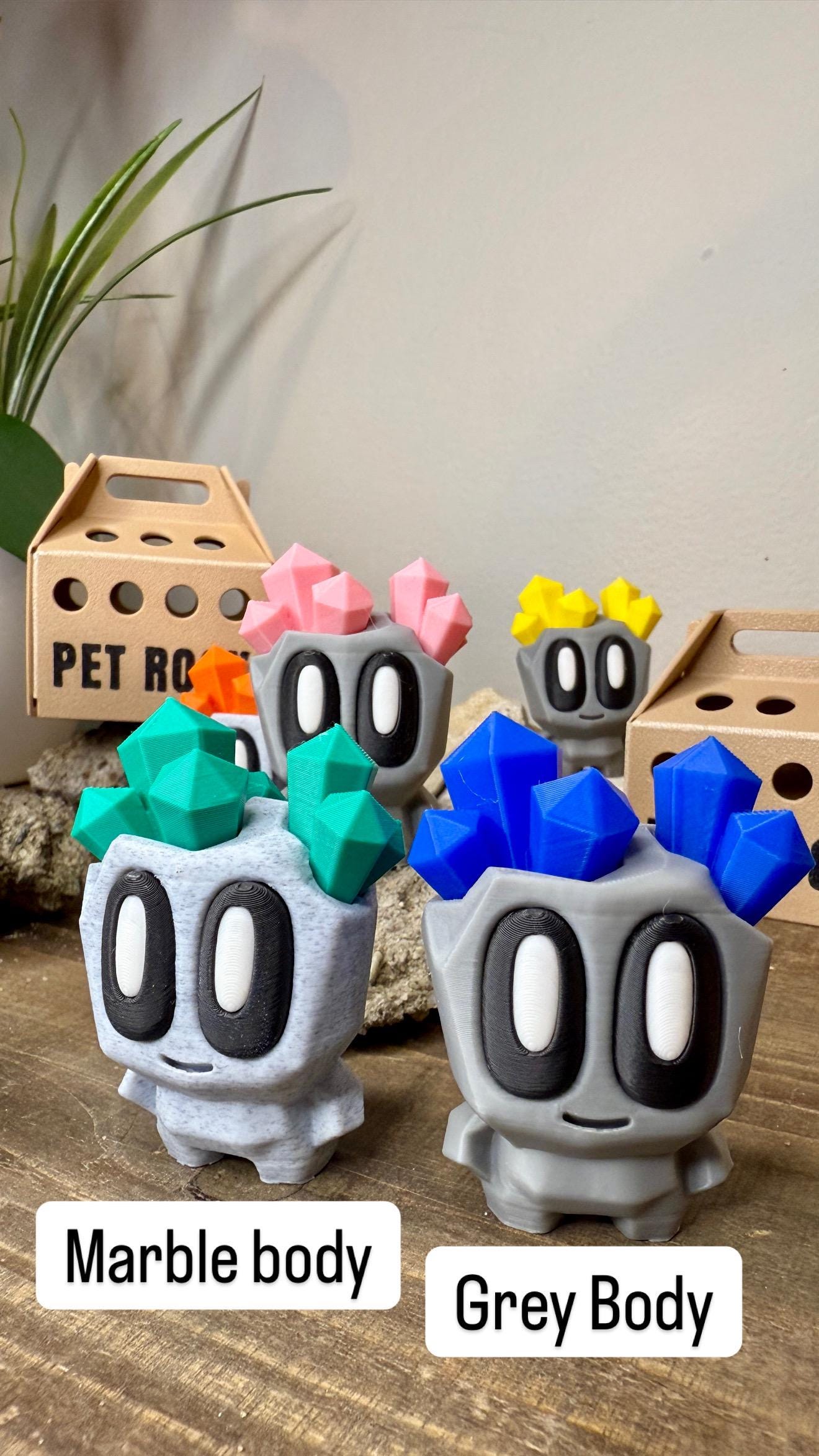 Geode Blob Pet Rock with Funny Little Butt & Durable Folding Box | 3D Printed