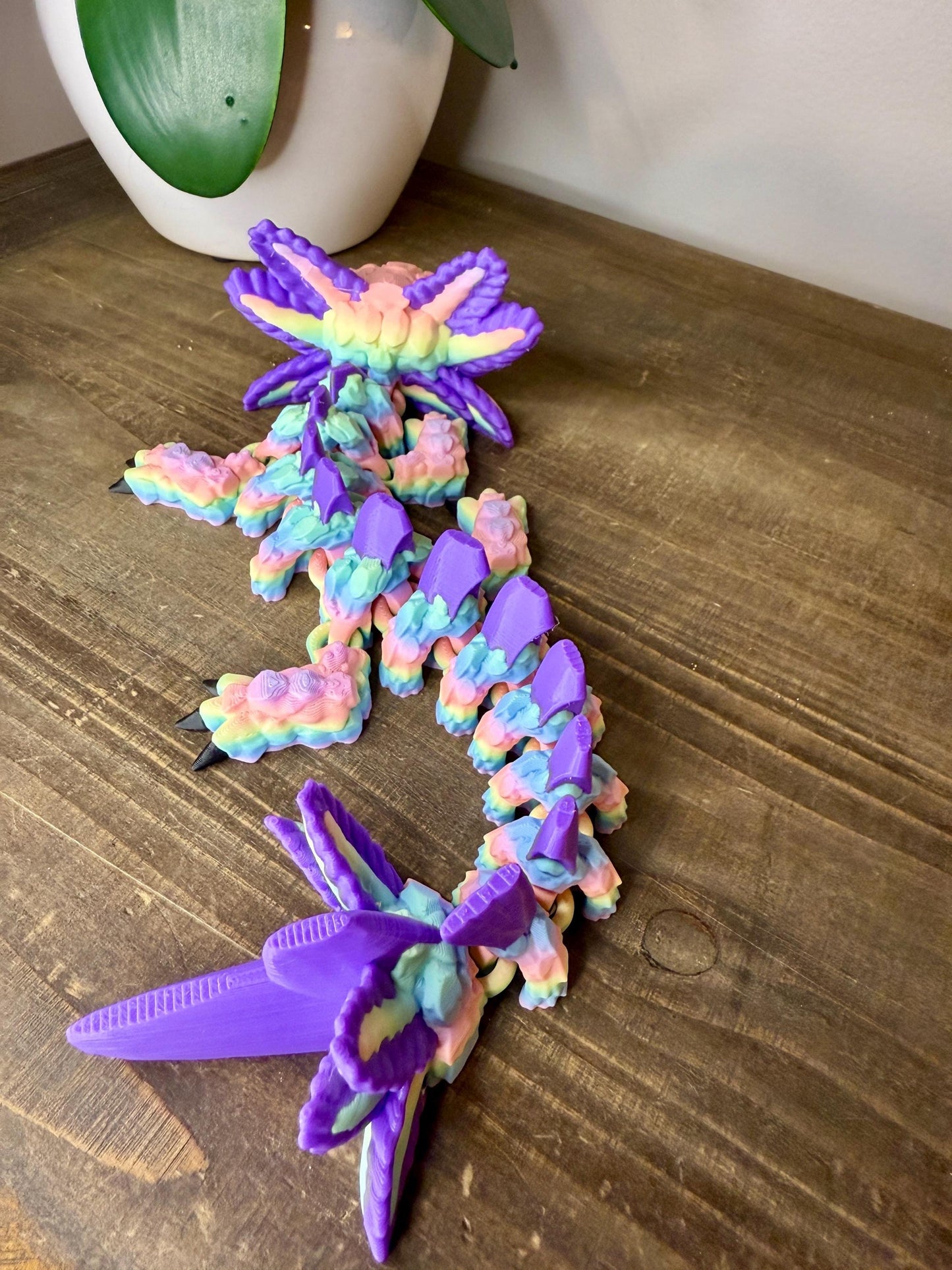 Axolotl Dragon 12in Articulated – Multicolored Flexible Fantasy Creature, Fidget Desk Toy, Unique Gift for Axolotl & Dragon Lovers