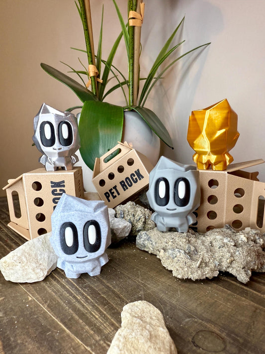 Original Blob Pet Rock with Funny Little Butt & Durable Folding Box | 3D Printed