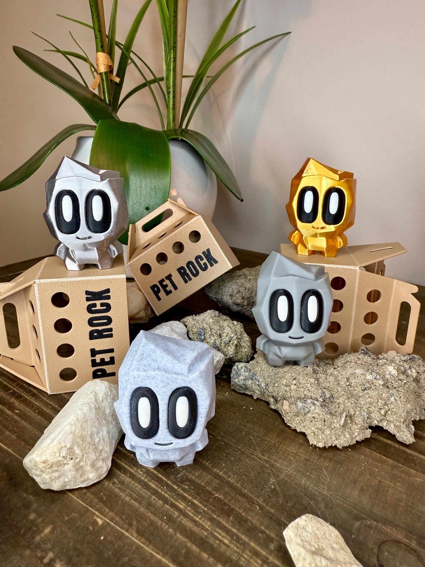 Original Blob Pet Rock with Funny Little Butt & Durable Folding Box | 3D Printed