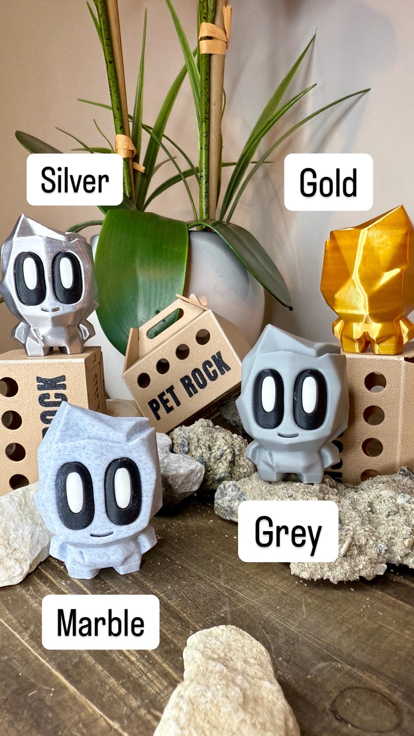 Original Blob Pet Rock with Funny Little Butt & Durable Folding Box | 3D Printed