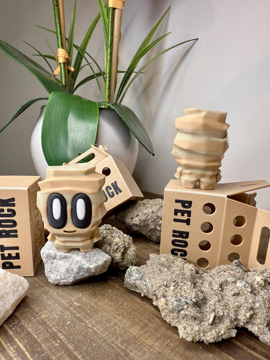 Layered Blob Pet Rock with Funny Little Butt & Durable Folding Box | 3D Printed