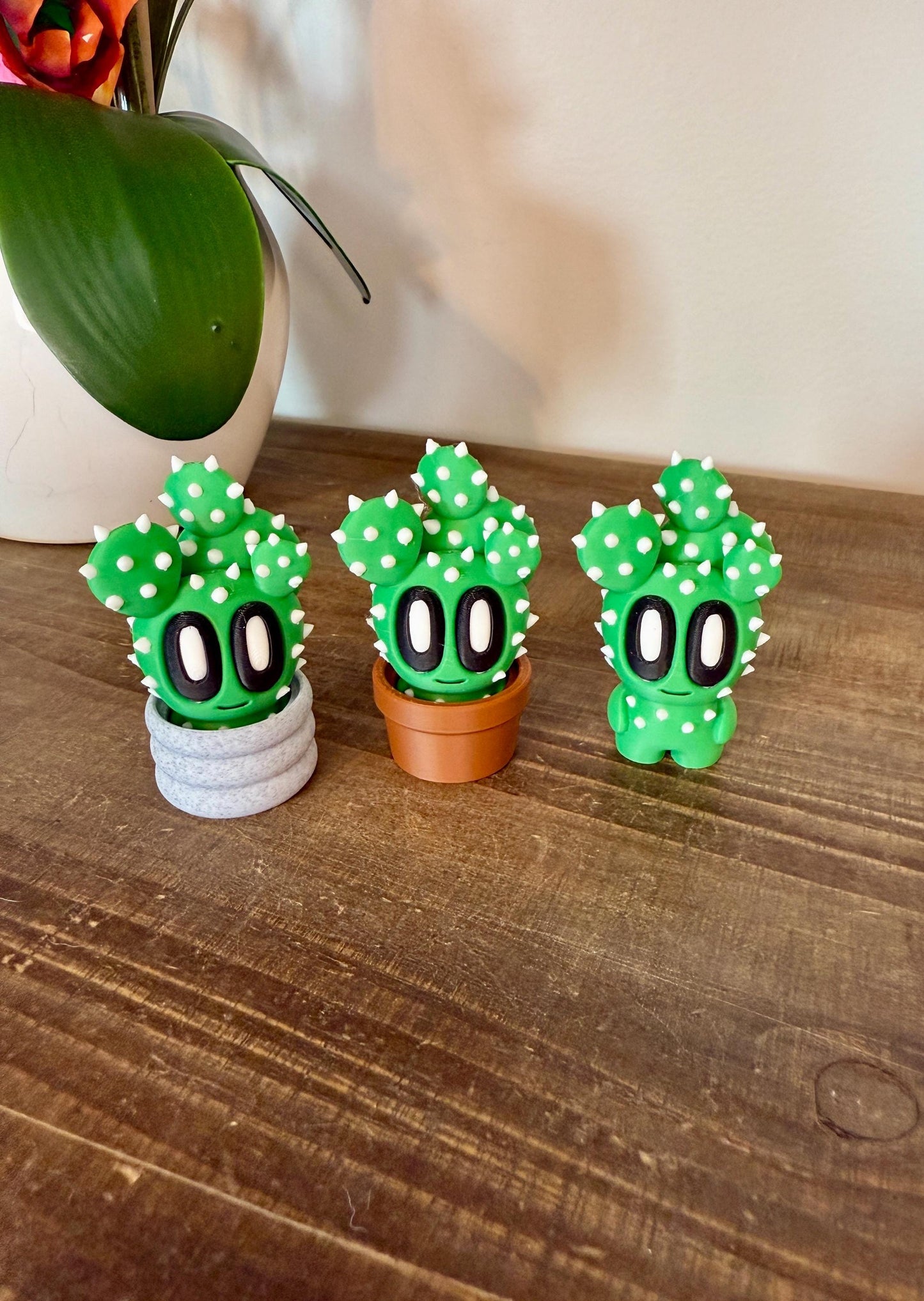 Cute 3D Printed Plant Figures with Eyes & Butt – Cactus, Succulent, Monstera, Snake Plant, Ivy – Multicolor Pots – Gift for Plant Lovers