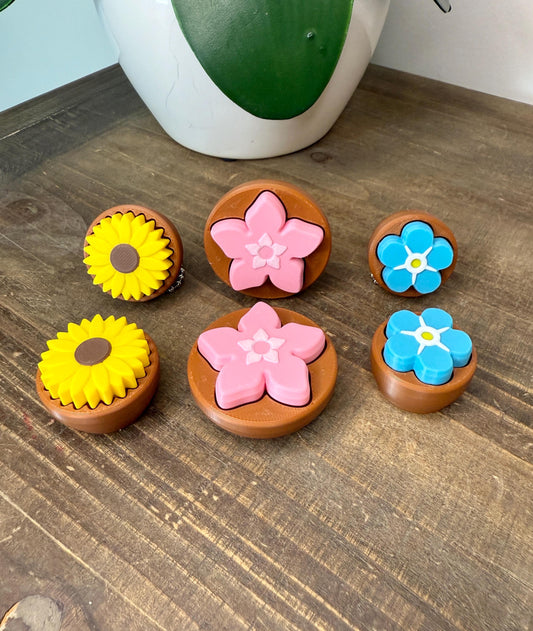 Flower Clicker Fidget Toy – Sunflower, Forget-Me-Not, Hibiscus