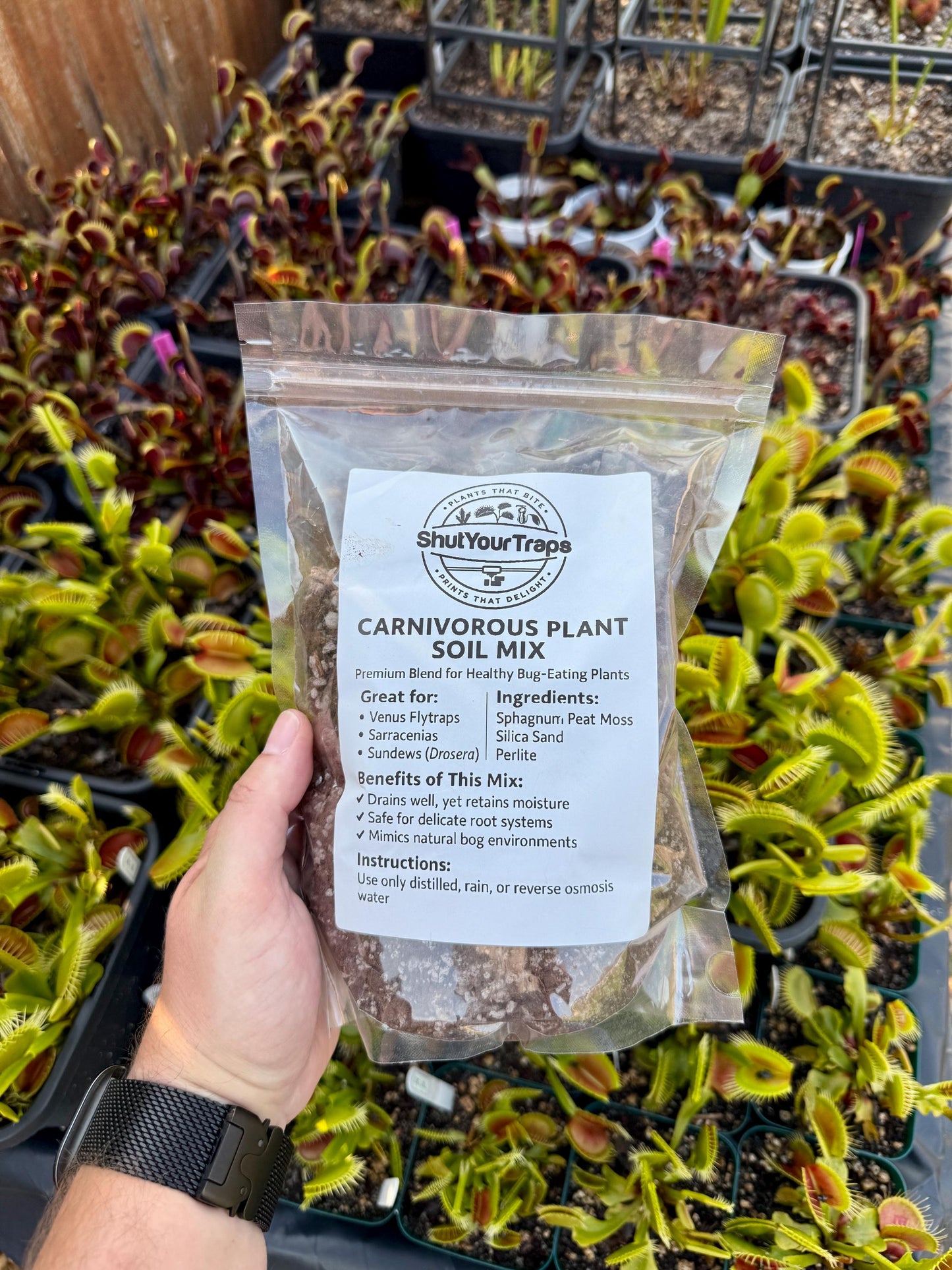 Carnivorous Plant Soil Mix - Quart Size | Peat Moss, Silica Sand & Perlite | Ideal for Venus Flytraps, Pitcher Plants, Sundews