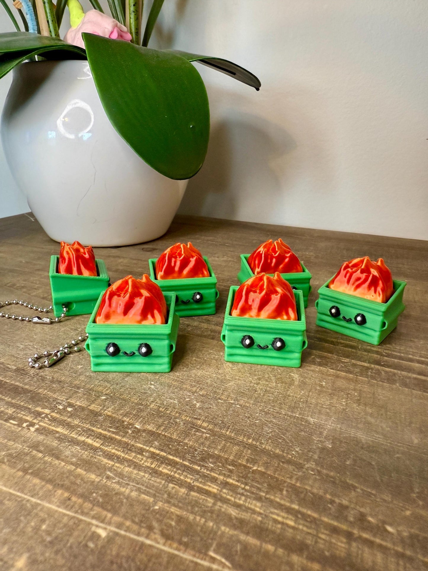 Cute Dumpster Fire Clicker Keychain