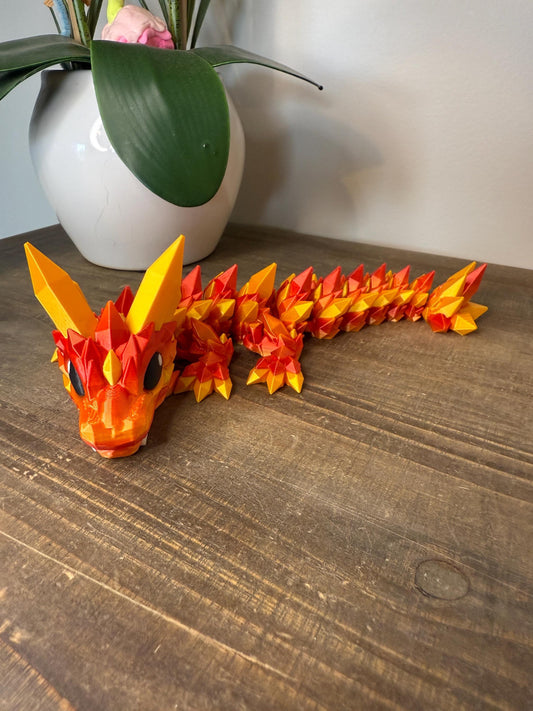 Baby Fire Crystal Dragon | 3D Printed Articulated Dragon Figurine | Desk Pet Fantasy Collectible | Dragon Lover Gift