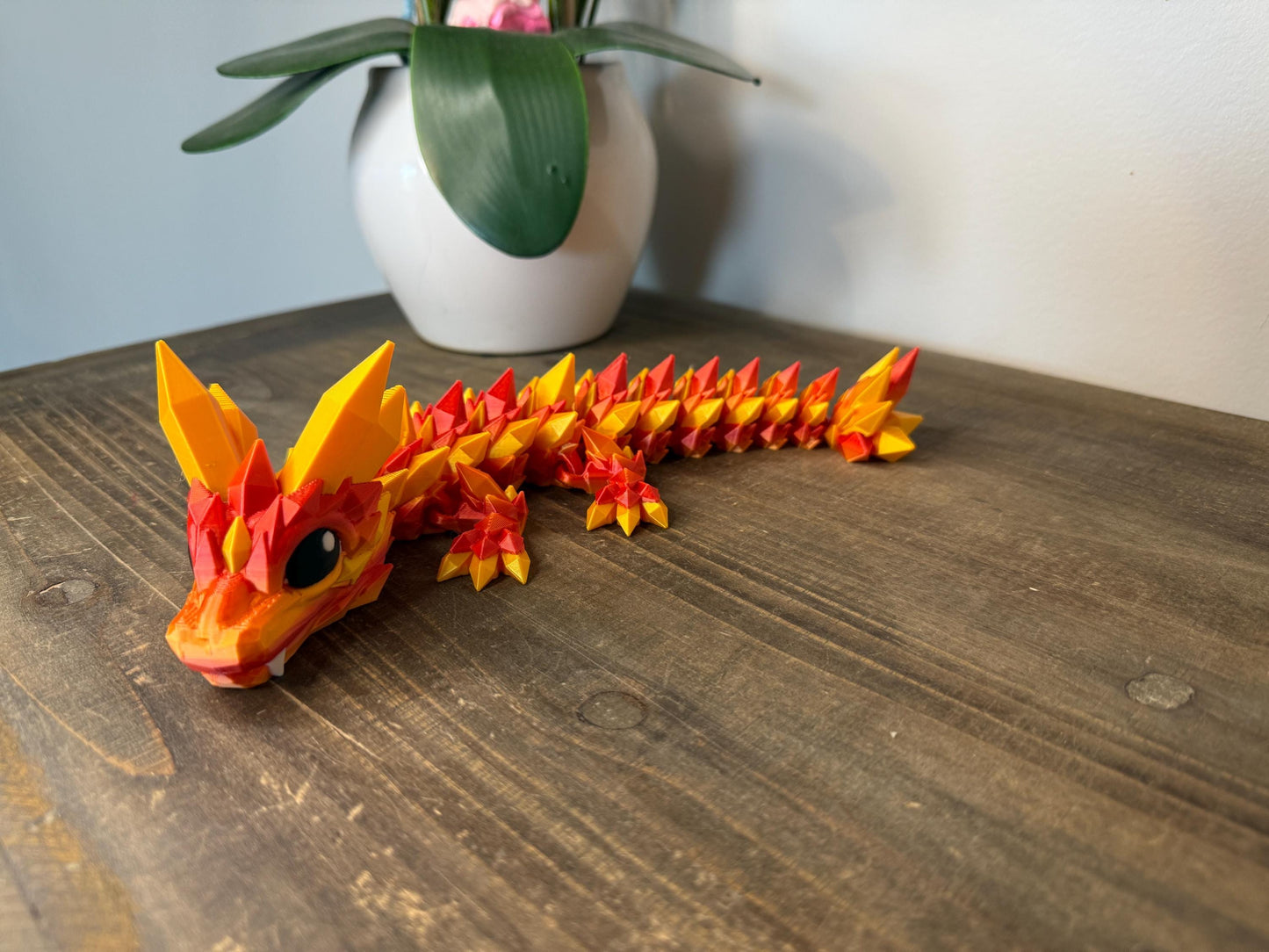 Baby Fire Crystal Dragon | 3D Printed Articulated Dragon Figurine | Desk Pet Fantasy Collectible | Dragon Lover Gift