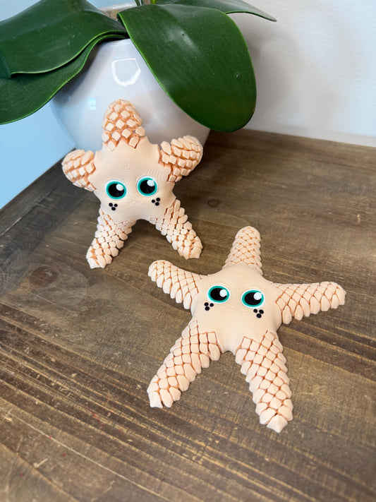 3D Printed Articulated Starfish Toy, Flexible Ocean Animal Fidget