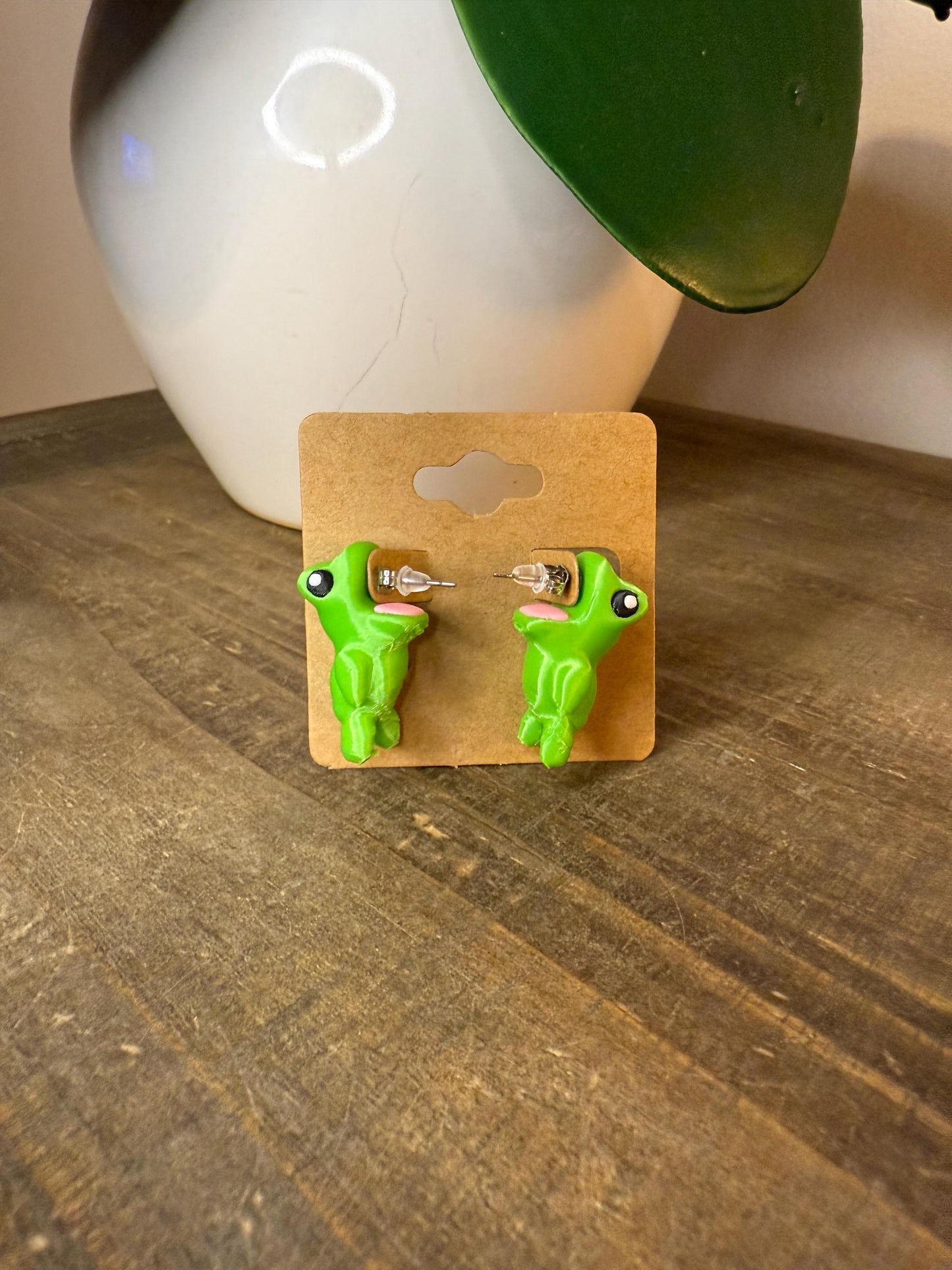 Frog Chomper Earrings | Cute Frog Dangle Jewelry | Fun Animal Statement Earrings | Frog Lover Gift | Hypoallergenic 3D Printed