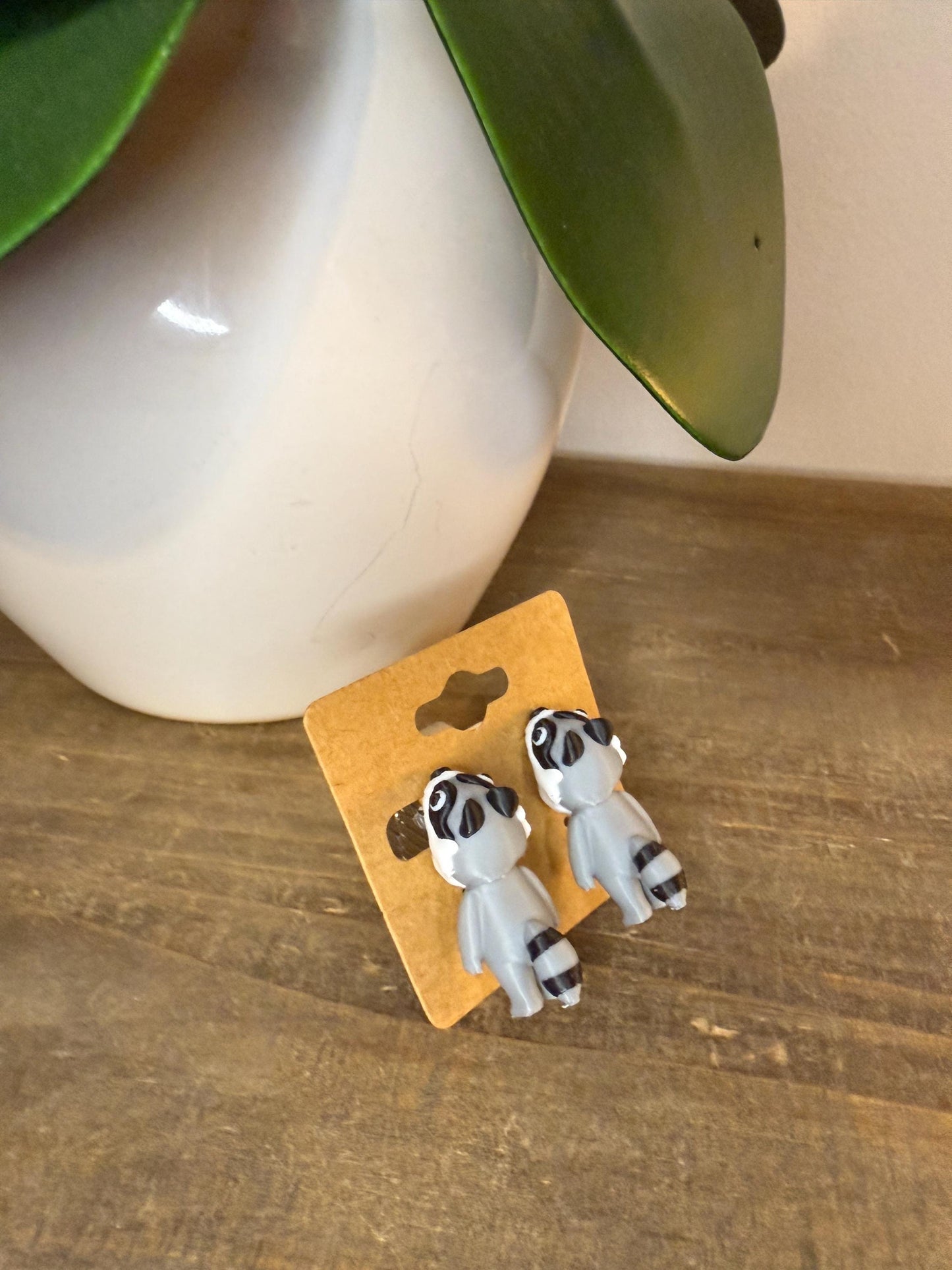 Raccoon Chomper Earrings | Cute Trash Panda Jewelry | Woodland Animal Statement Earrings | Raccoon Lover Gift | Hypoallergenic 3D Printed