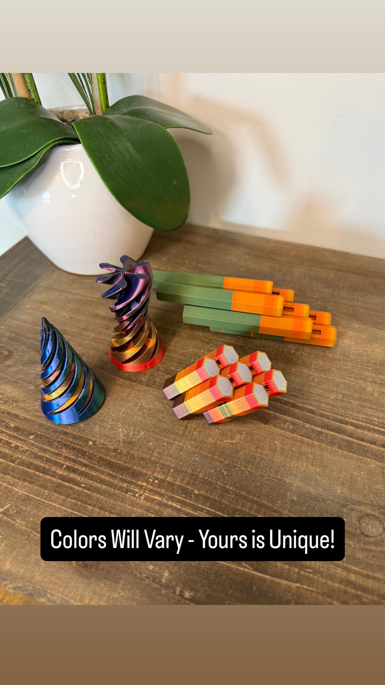 Unique Poop Fidget Toys – Made from 3D Printer Color Change “Purge Poops” – One-of-a-Kind Infinity Spiral or Honeycomb Sensory Toys