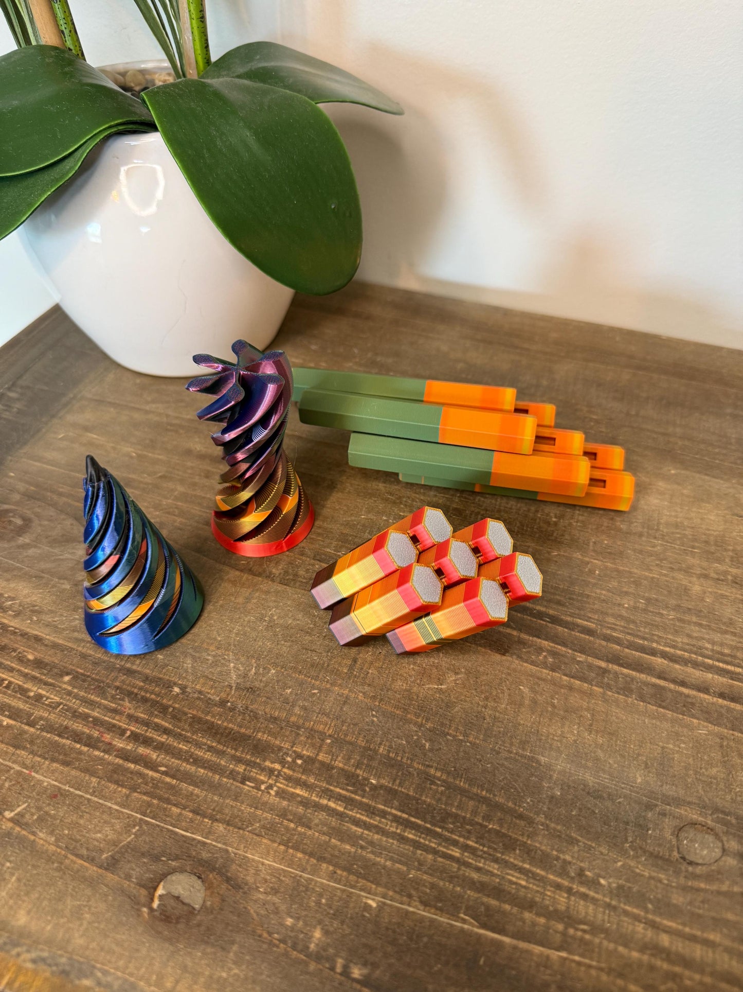 Unique Poop Fidget Toys – Made from 3D Printer Color Change “Purge Poops” – One-of-a-Kind Infinity Spiral or Honeycomb Sensory Toys
