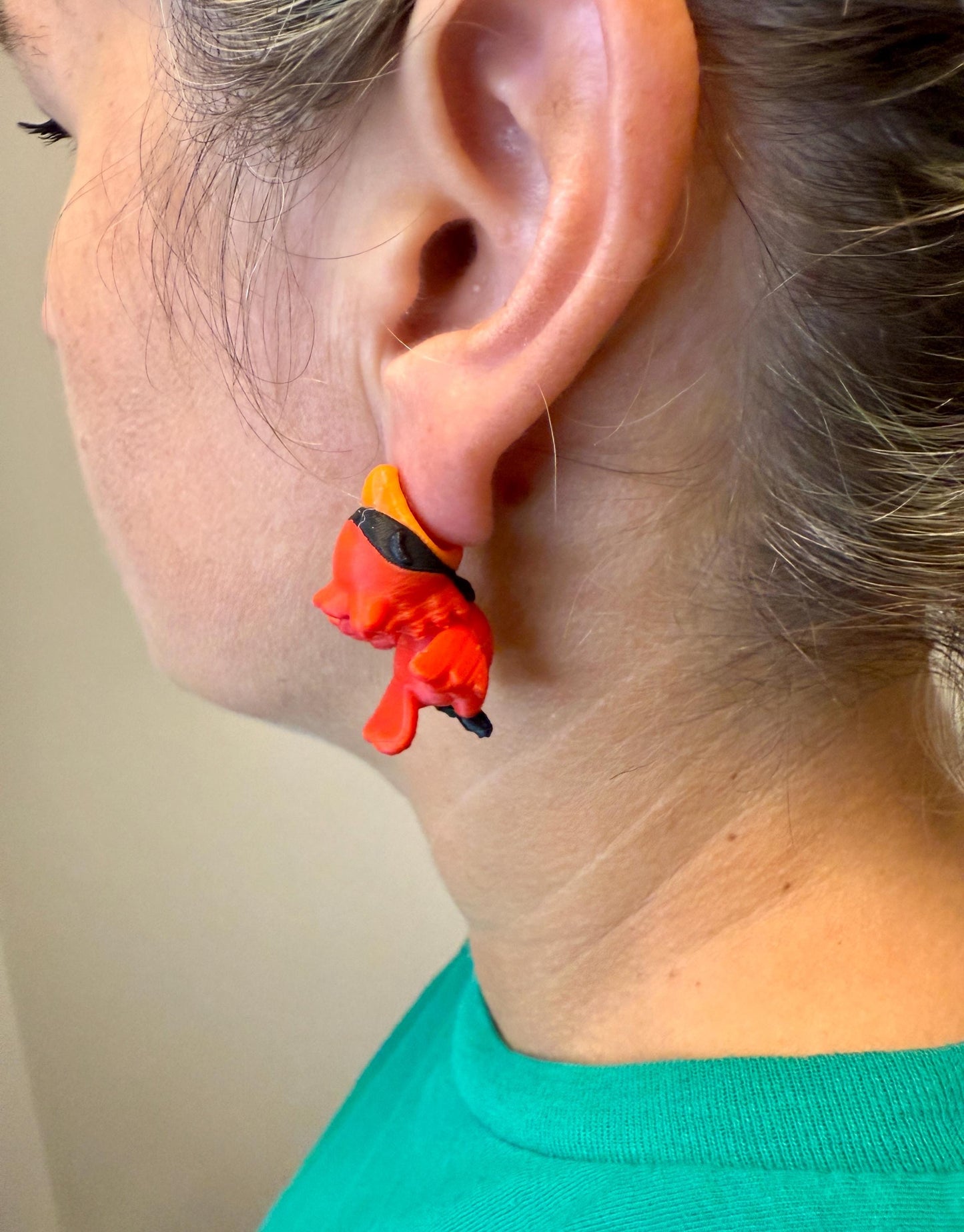 Baby Cardinal Chomper Earrings | Cute Cardinal Dangle Jewelry | Bird Lover Gift | Hypoallergenic 3D Printed