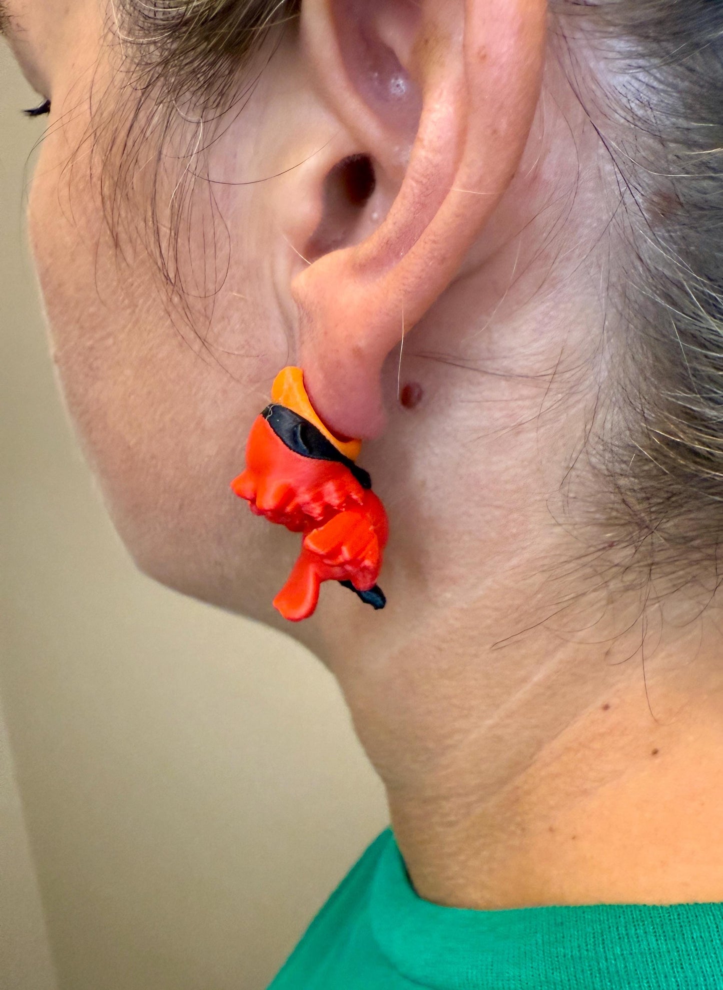 Baby Cardinal Chomper Earrings | Cute Cardinal Dangle Jewelry | Bird Lover Gift | Hypoallergenic 3D Printed
